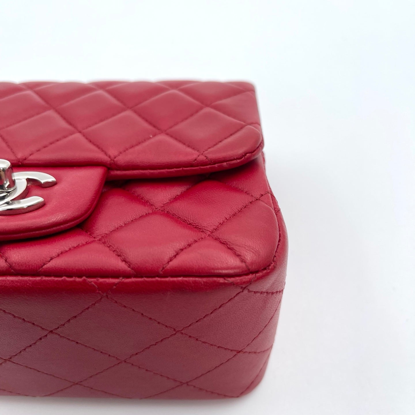 Chanel Classic Flap Mini Red Lambskin Silver Hardware [Used]