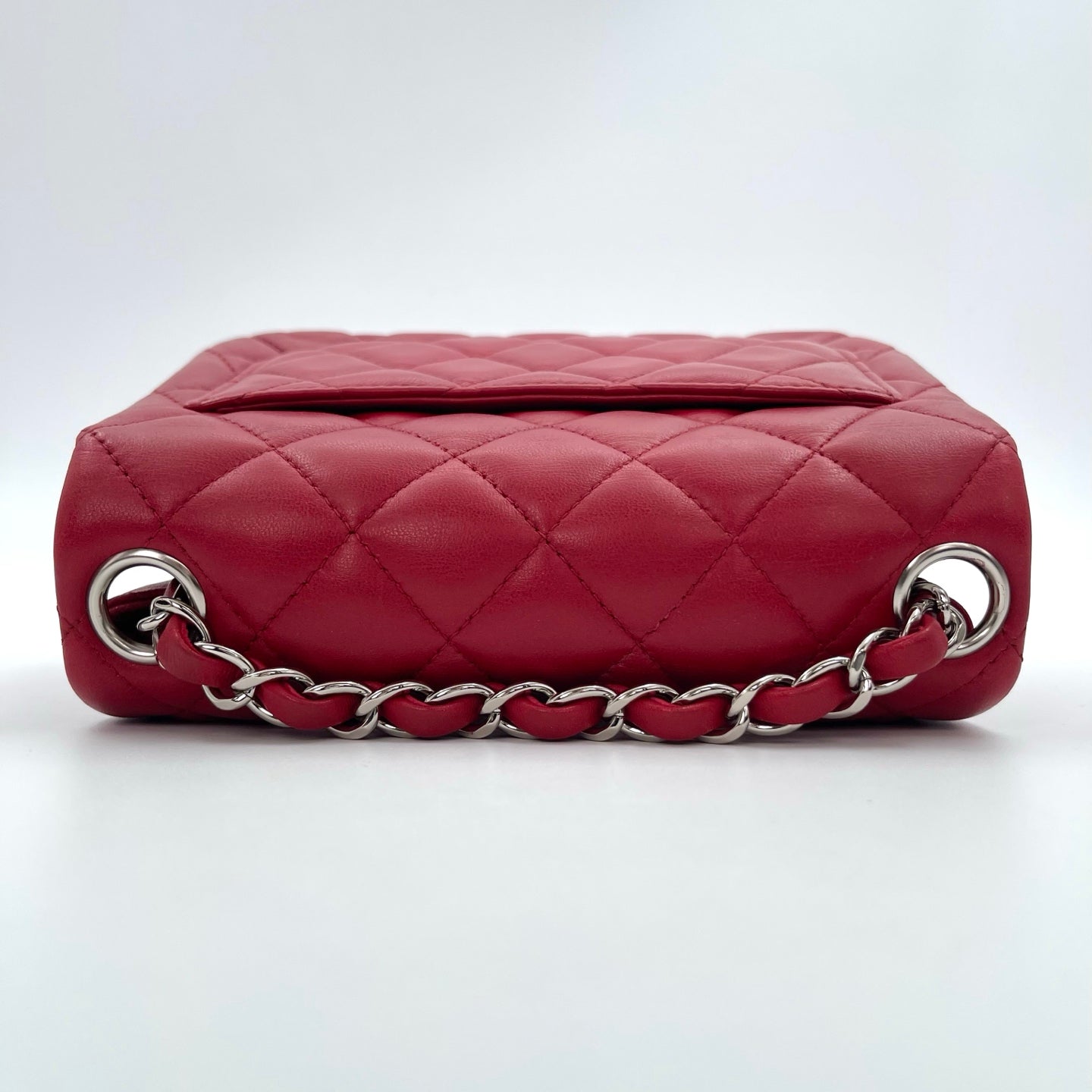 Chanel Classic Flap Mini Red Lambskin Silver Hardware [Used]