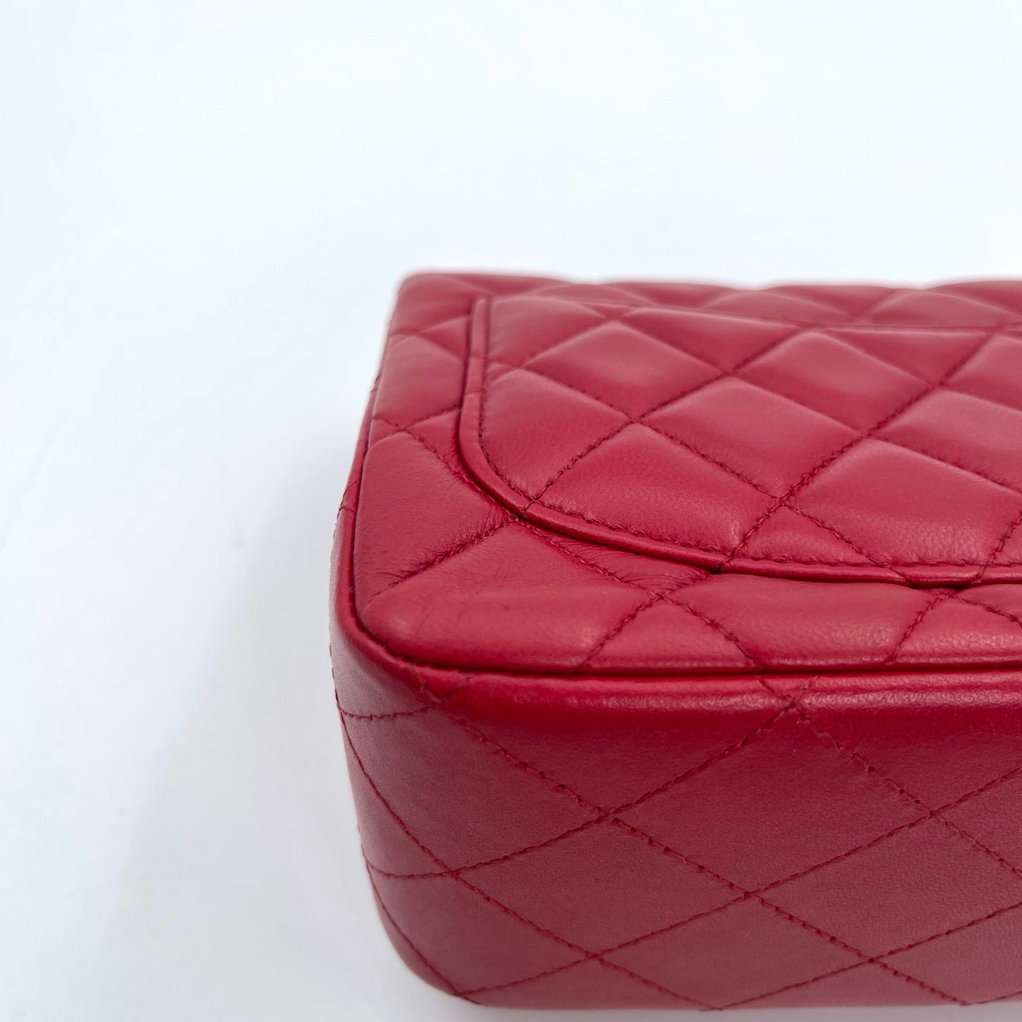 Chanel Classic Flap Mini Red Lambskin Silver Hardware [Used]