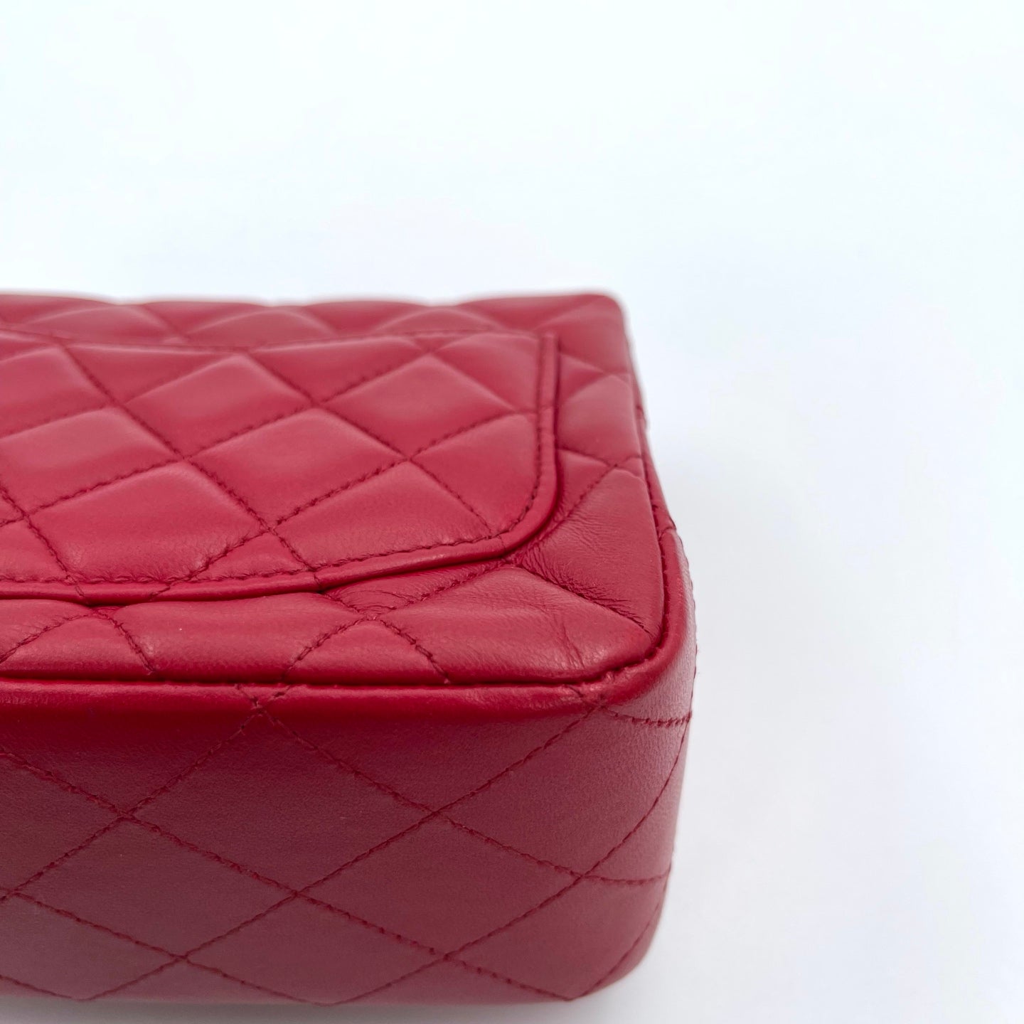Chanel Classic Flap Mini Red Lambskin Silver Hardware [Used]