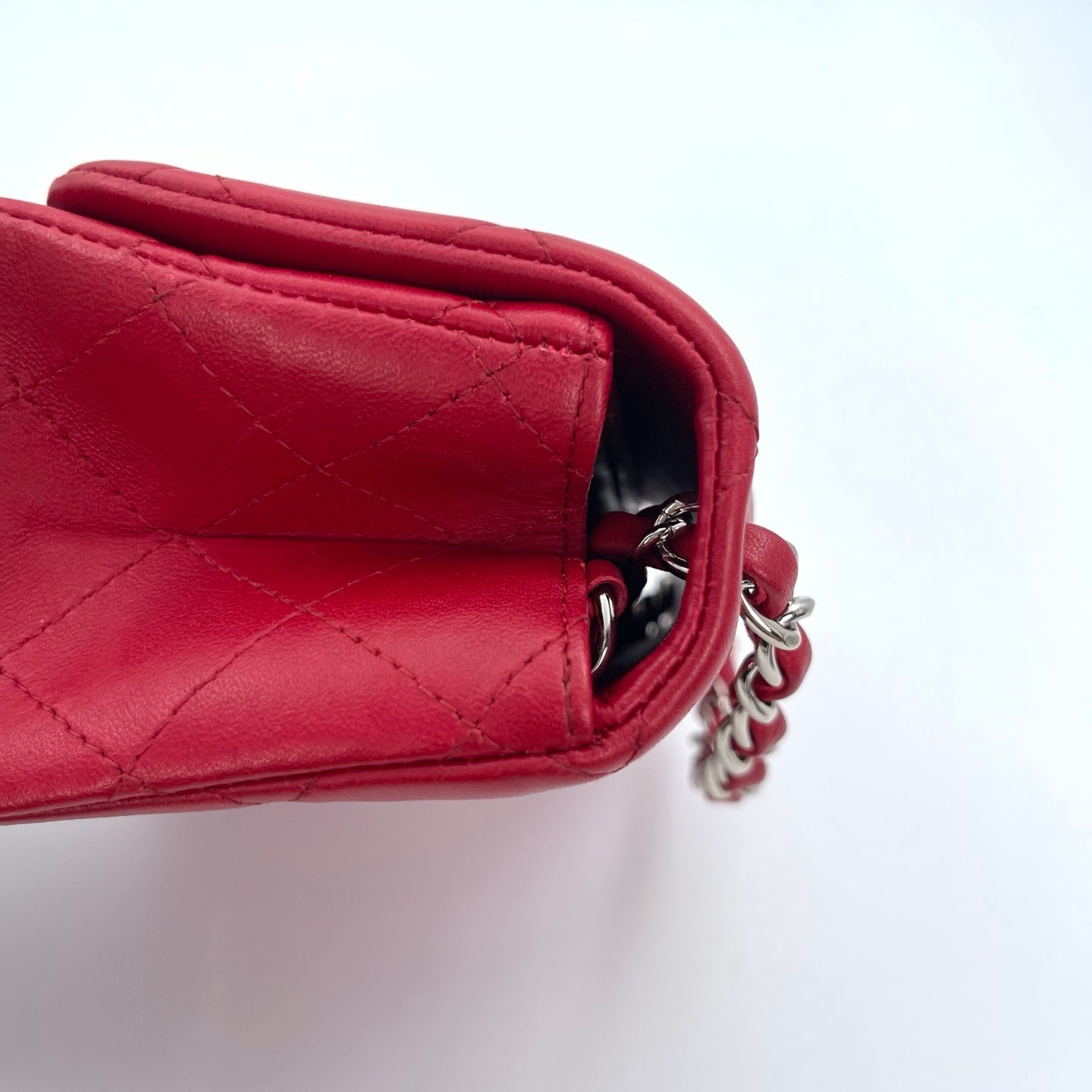 Chanel Classic Flap Mini Red Lambskin Silver Hardware [Used]