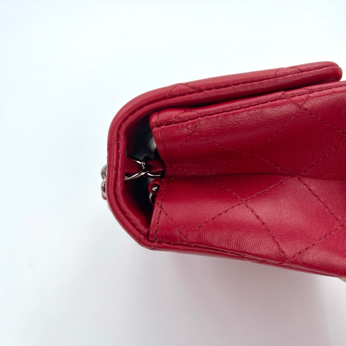 Chanel Classic Flap Mini Red Lambskin Silver Hardware [Used]