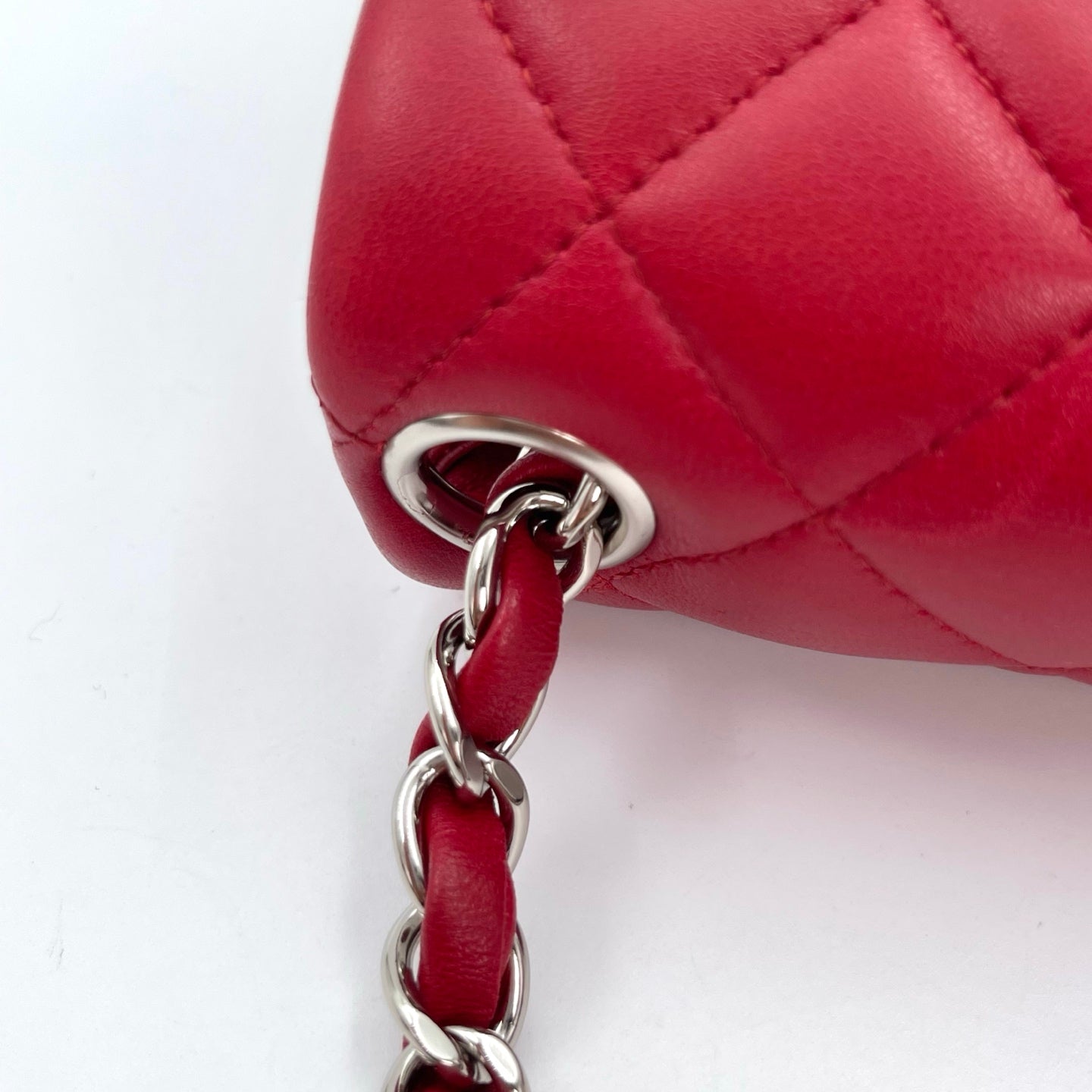 Chanel Classic Flap Mini Red Lambskin Silver Hardware [Used]
