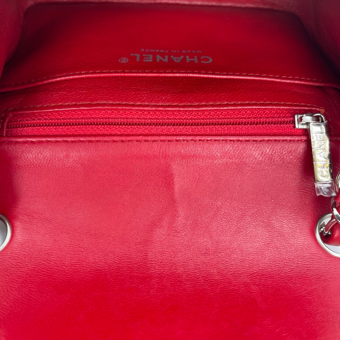 Chanel Classic Flap Mini Red Lambskin Silver Hardware [Used]