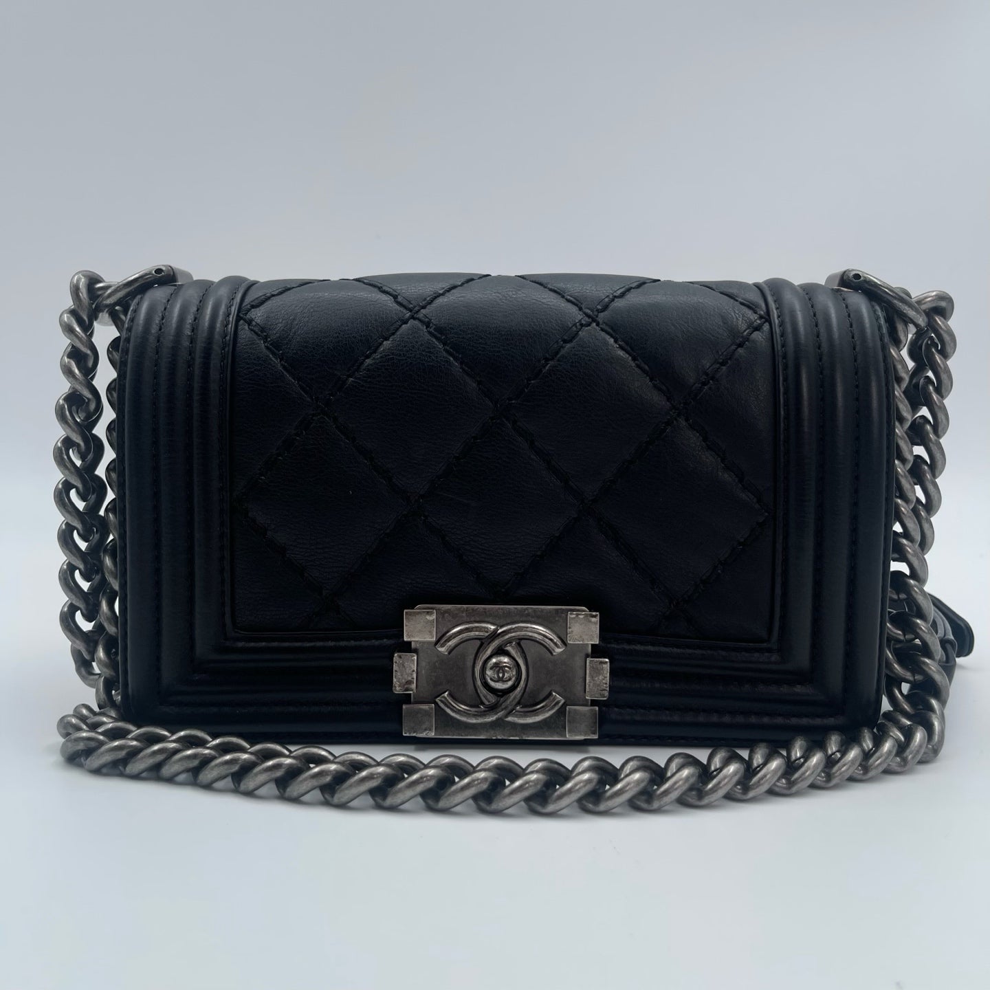 Chanel Leboy mini Black Lambskin Quilted Silver Hardware [Used]