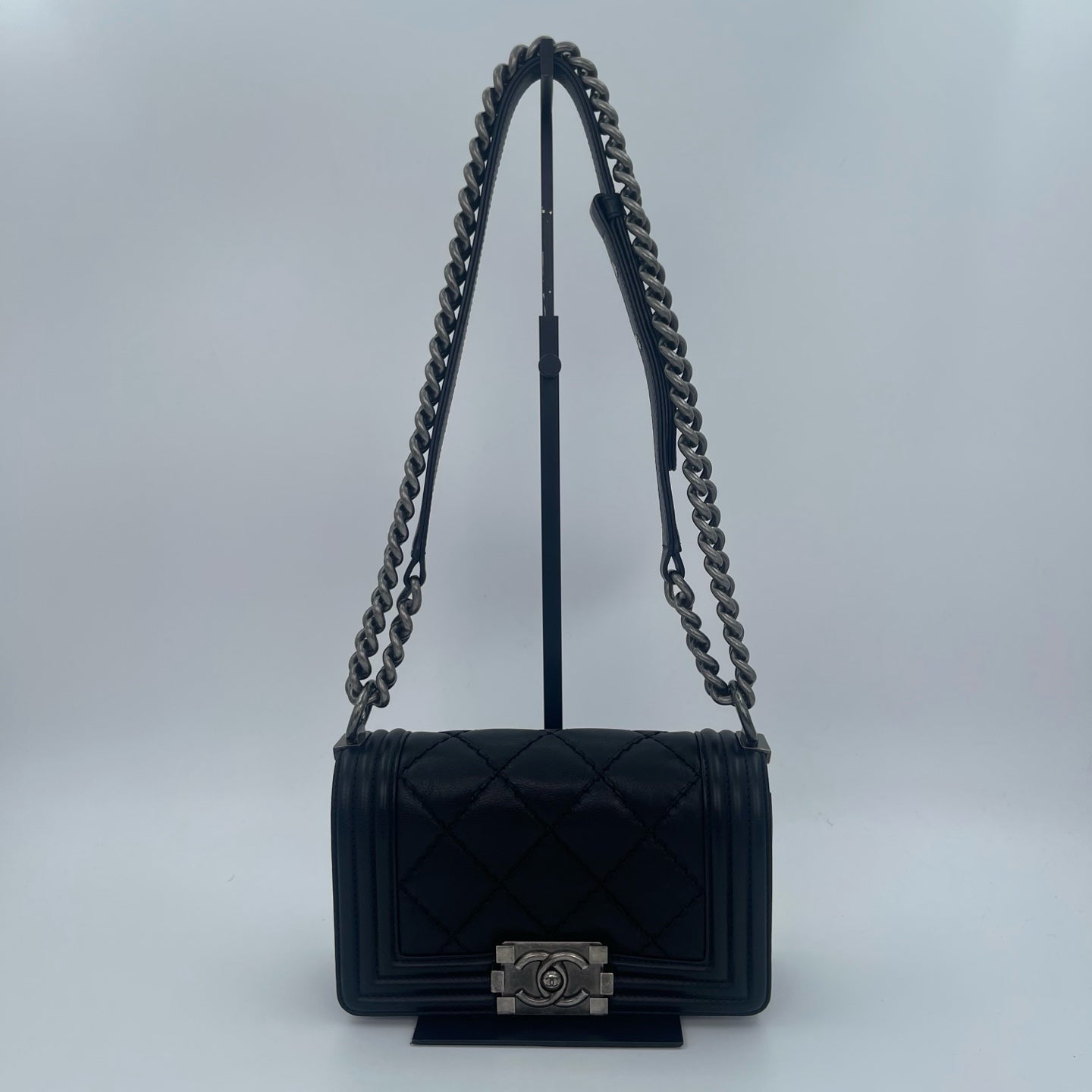 Chanel Leboy mini Black Lambskin Quilted Silver Hardware [Used]