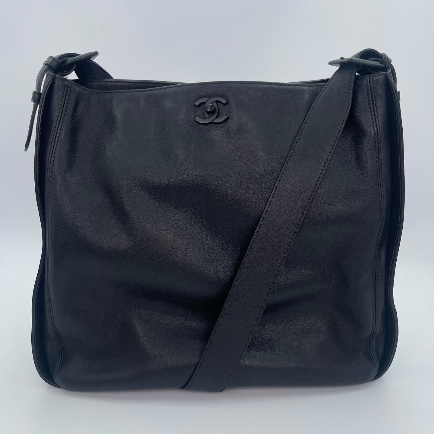 Chanel So Black Lambskin Tote Shoulder Crossbody Bag [Used]