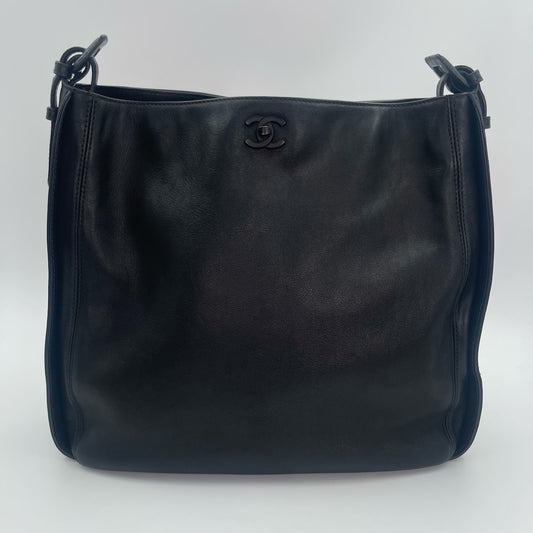 Chanel So Black Lambskin Tote Shoulder Crossbody Bag [Used]