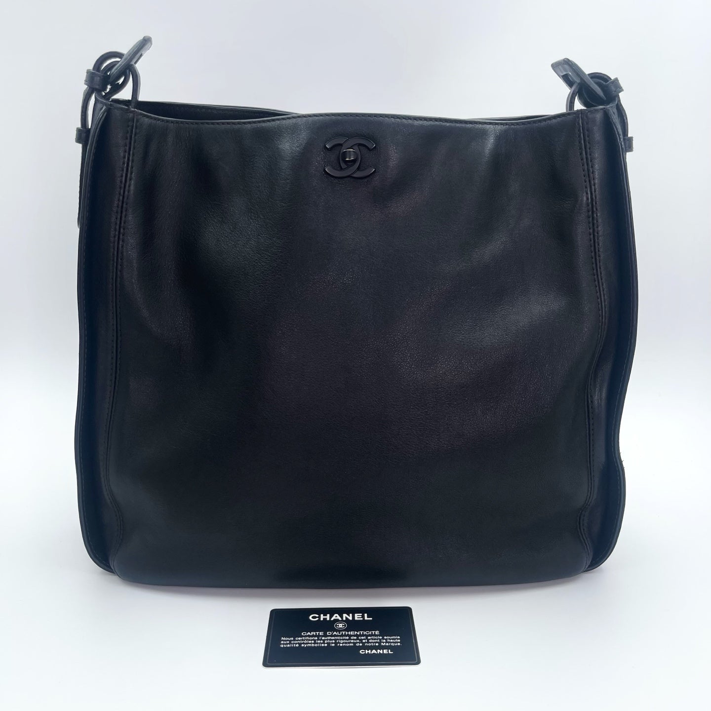 Chanel So Black Lambskin Tote Shoulder Crossbody Bag [Used]