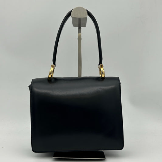 Celine Twin Ring Kelly Top Handle Bag Black Leather Gold Hardware [Used]