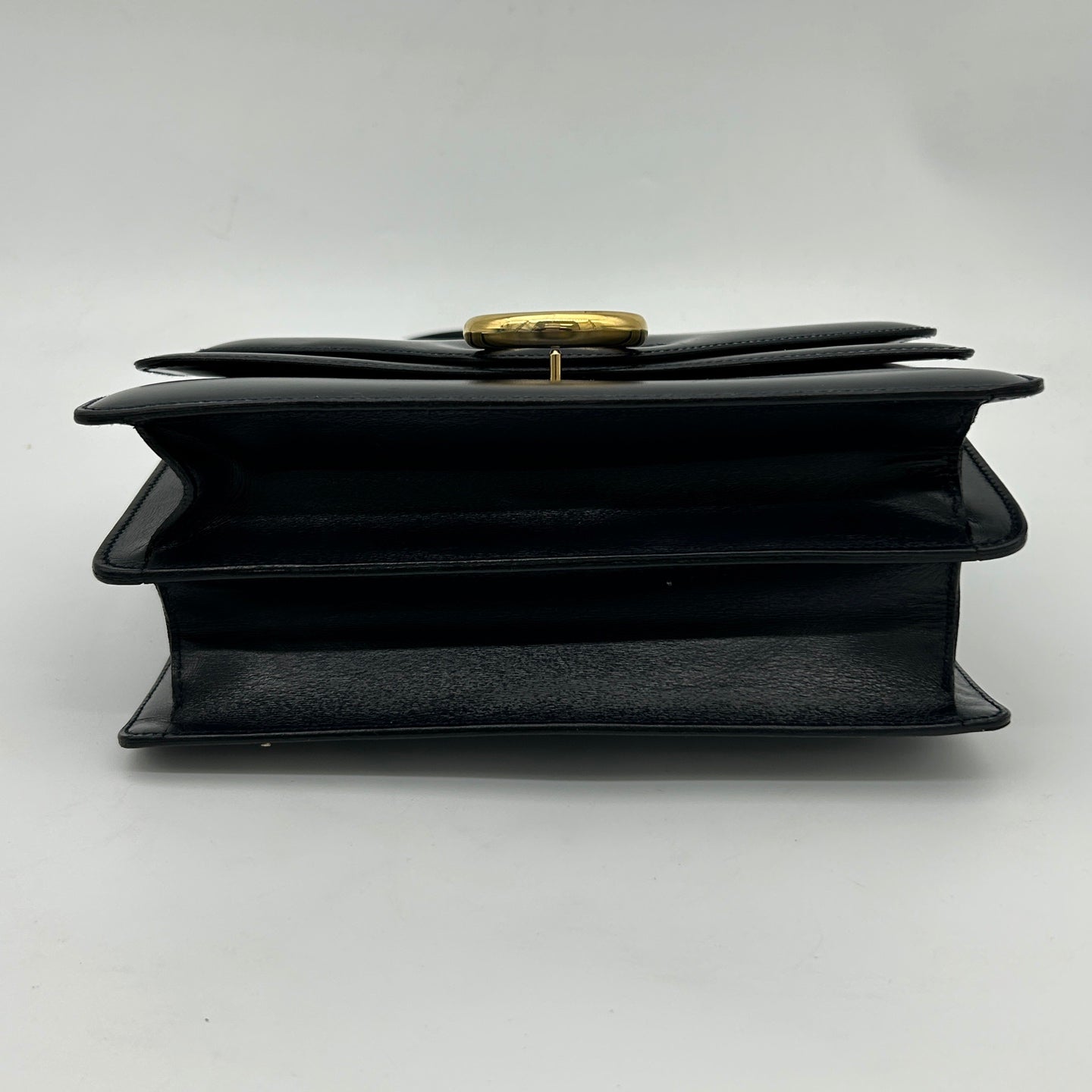 Celine Twin Ring Kelly Top Handle Bag Black Leather Gold Hardware [Used]