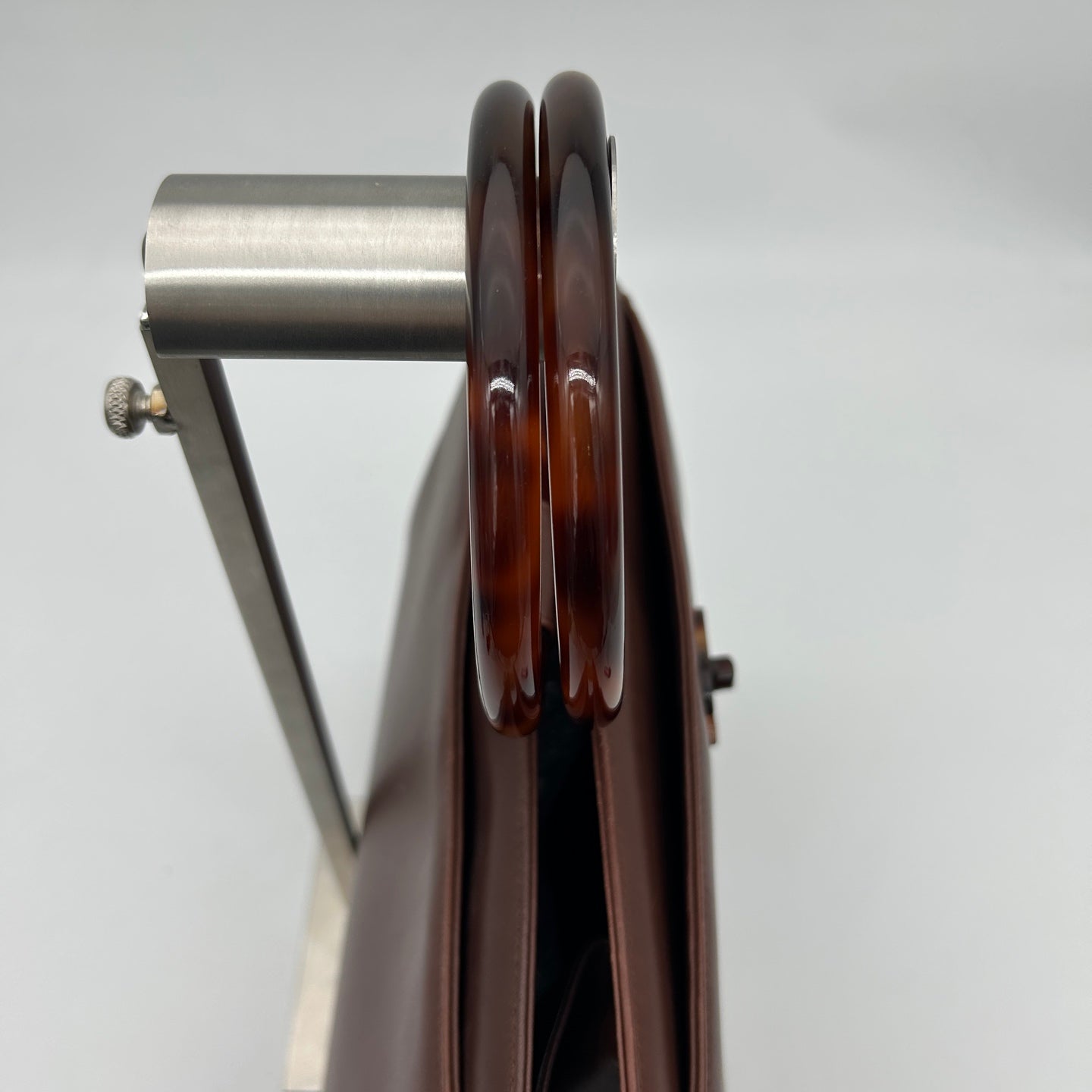 Chanel Vintage Brown Lambskin Tortoiseshell Ring Handle Tote Bag [Used]