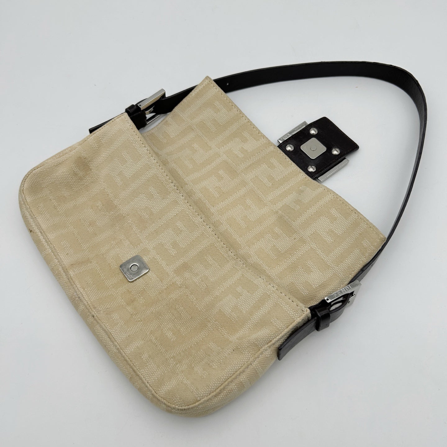 Fendi FF Monogram Ivory Canvas Shoulder Bag [Used]