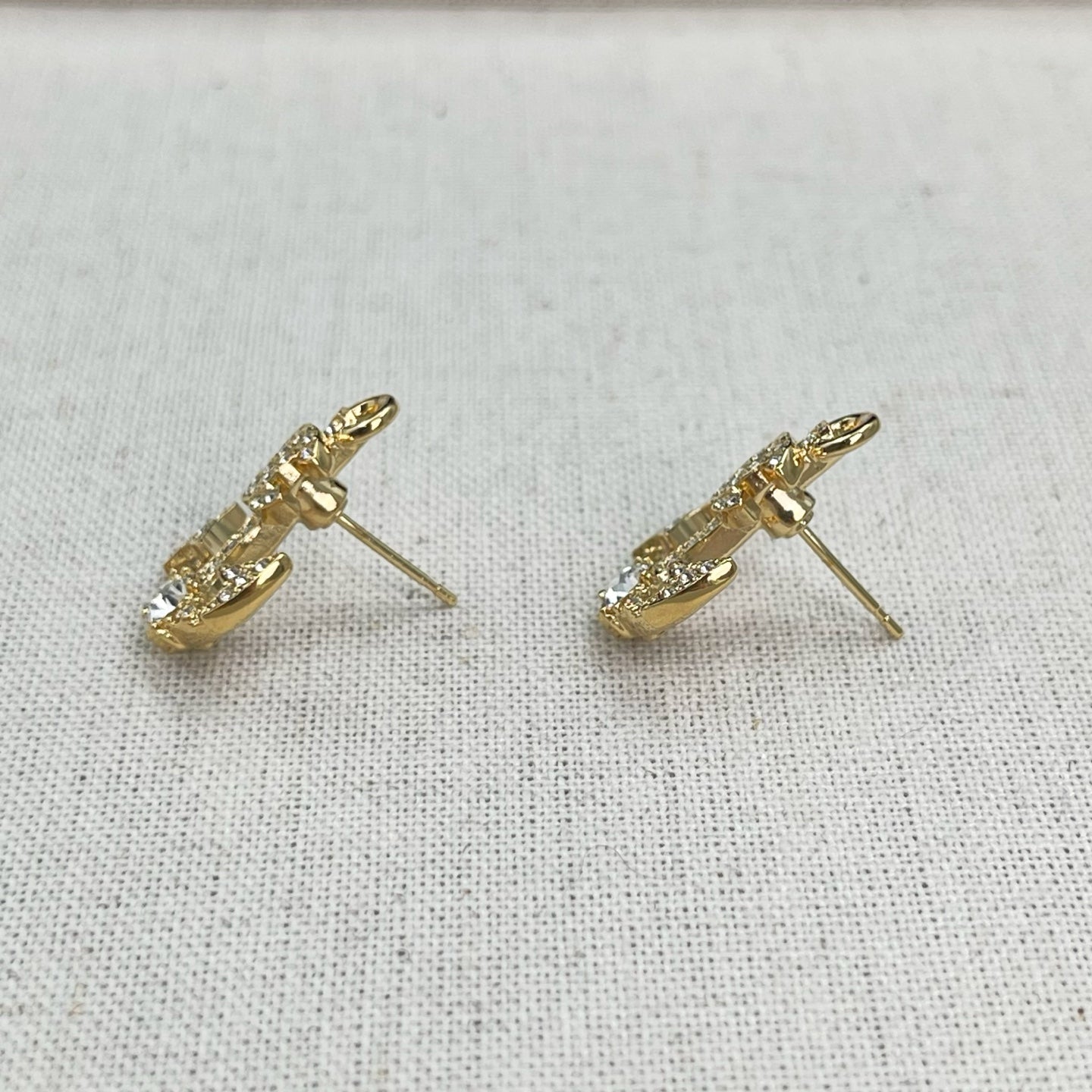 Chanel Gold Rhinestone Anchor CC Earrings [Used]