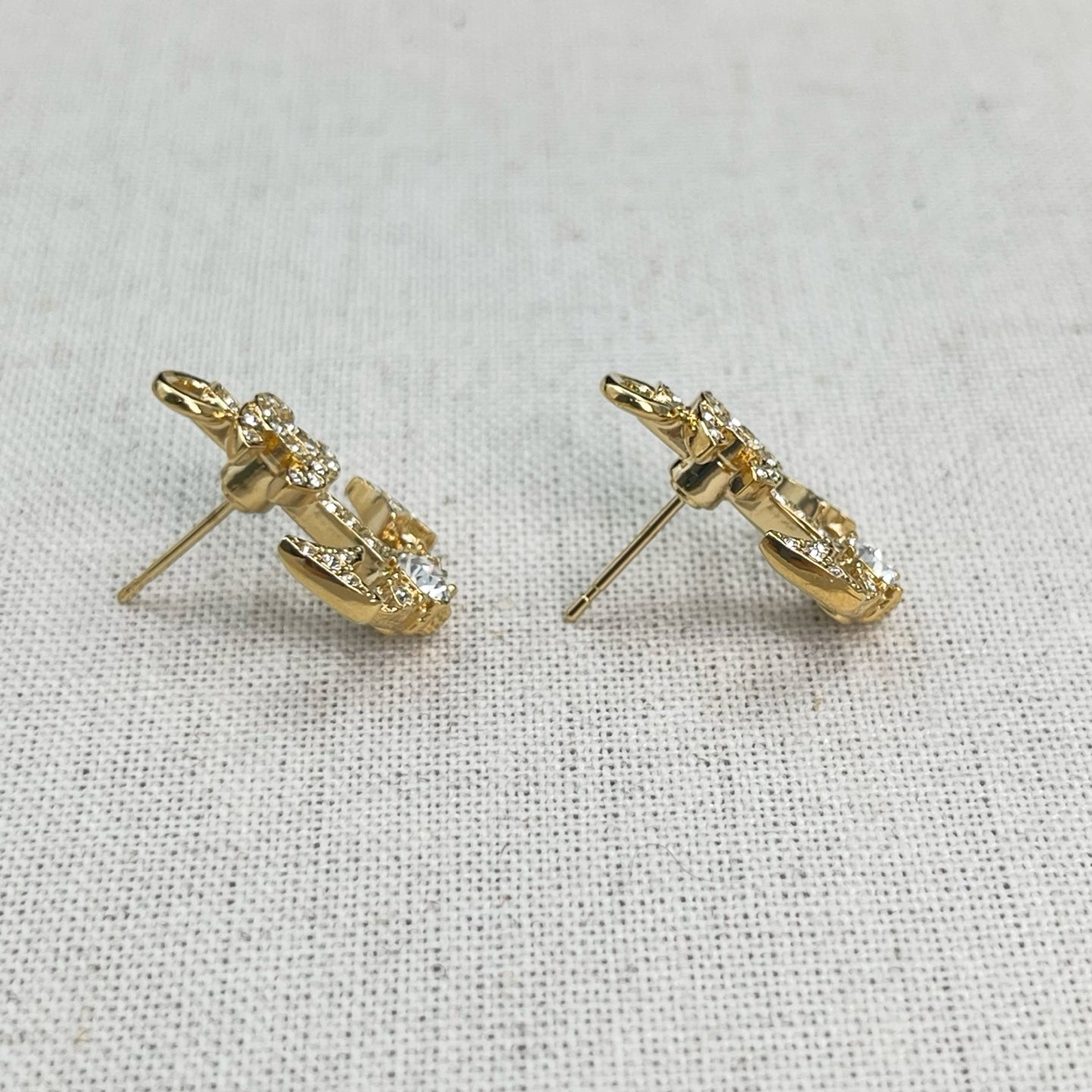 Chanel Gold Rhinestone Anchor CC Earrings [Used]