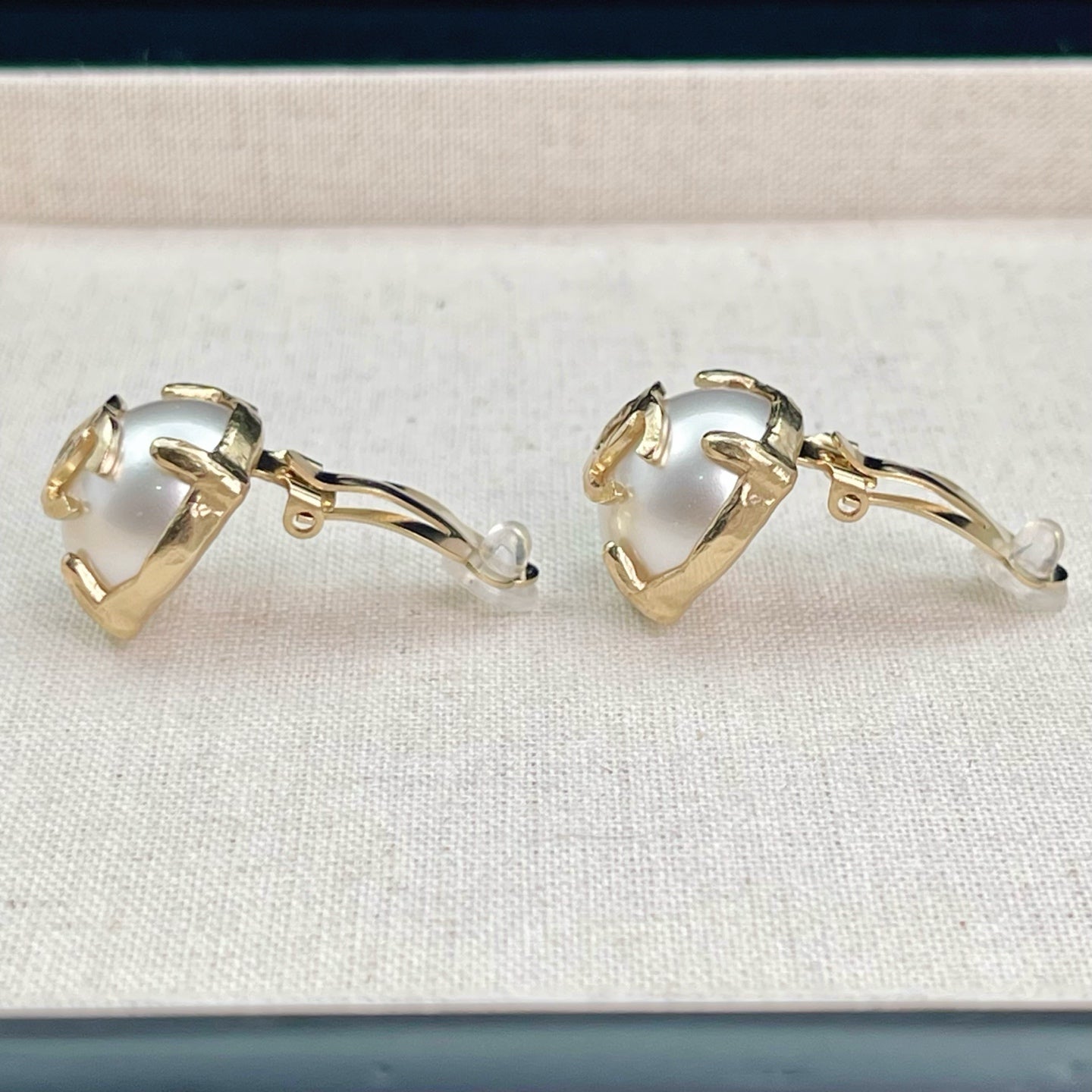 Chanel Light Gold CC Faux Pearl Button Clip-On Earrings [Used]