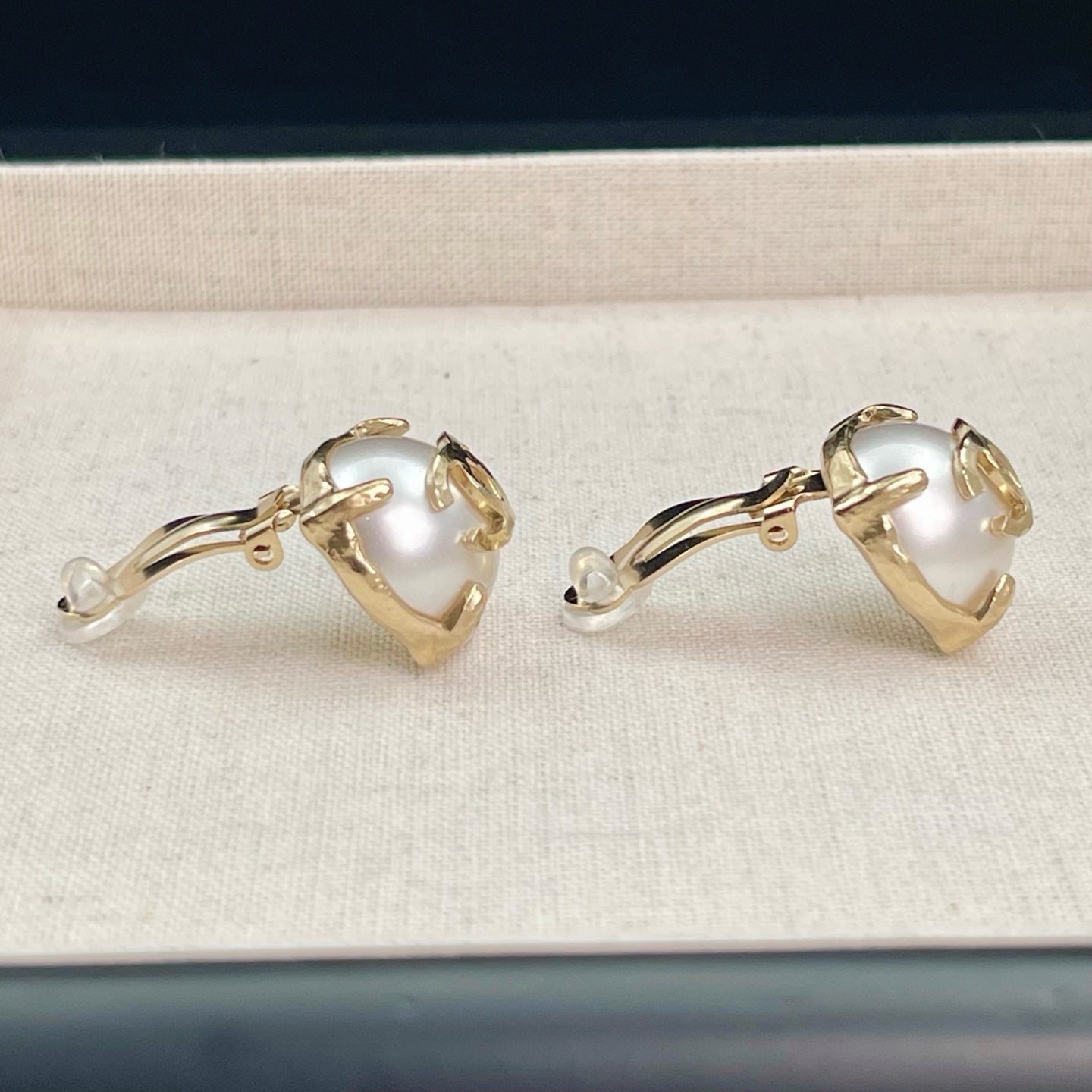Chanel Light Gold CC Faux Pearl Button Clip-On Earrings [Used]
