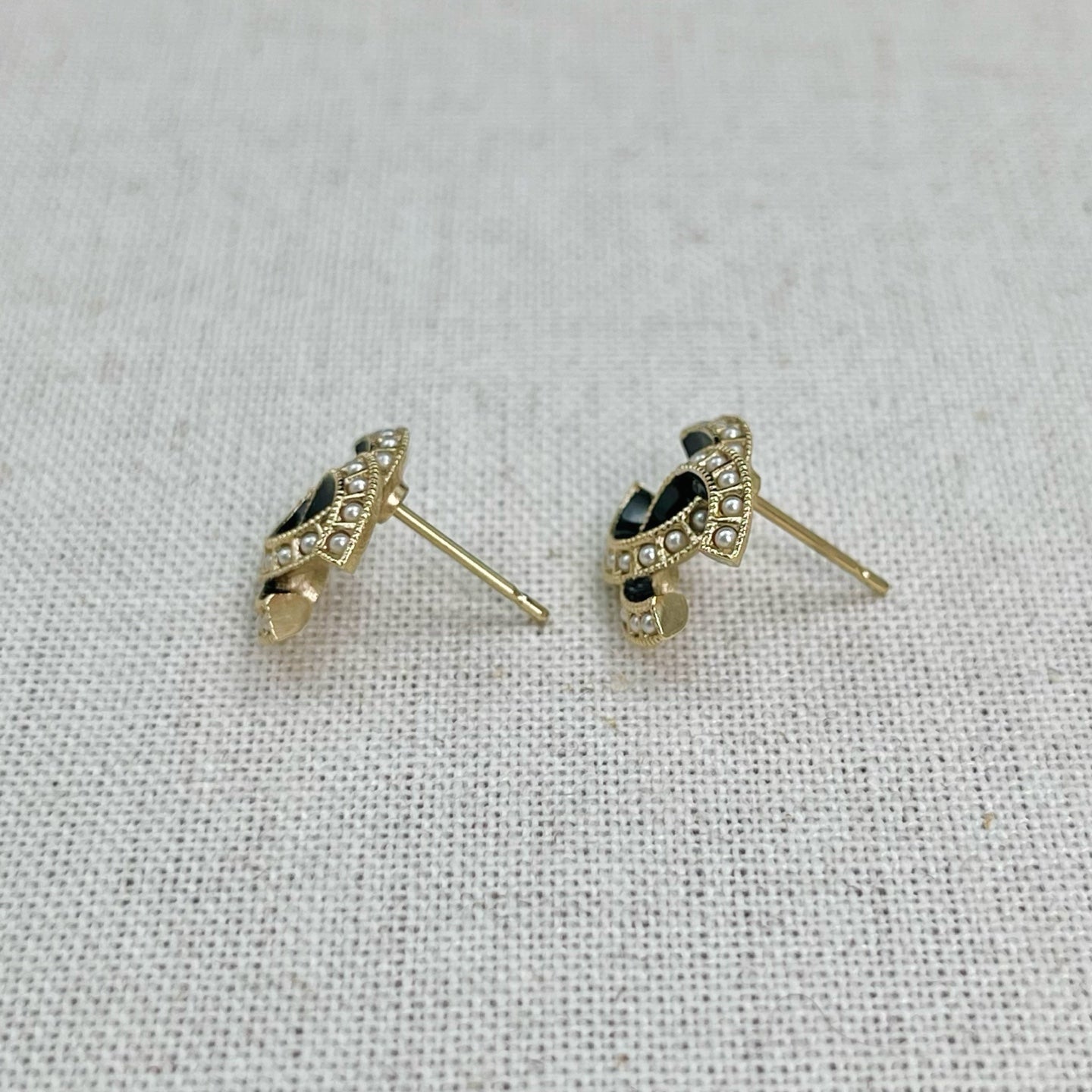 Chanel Black Gold Pearl CC Earrings [Used]