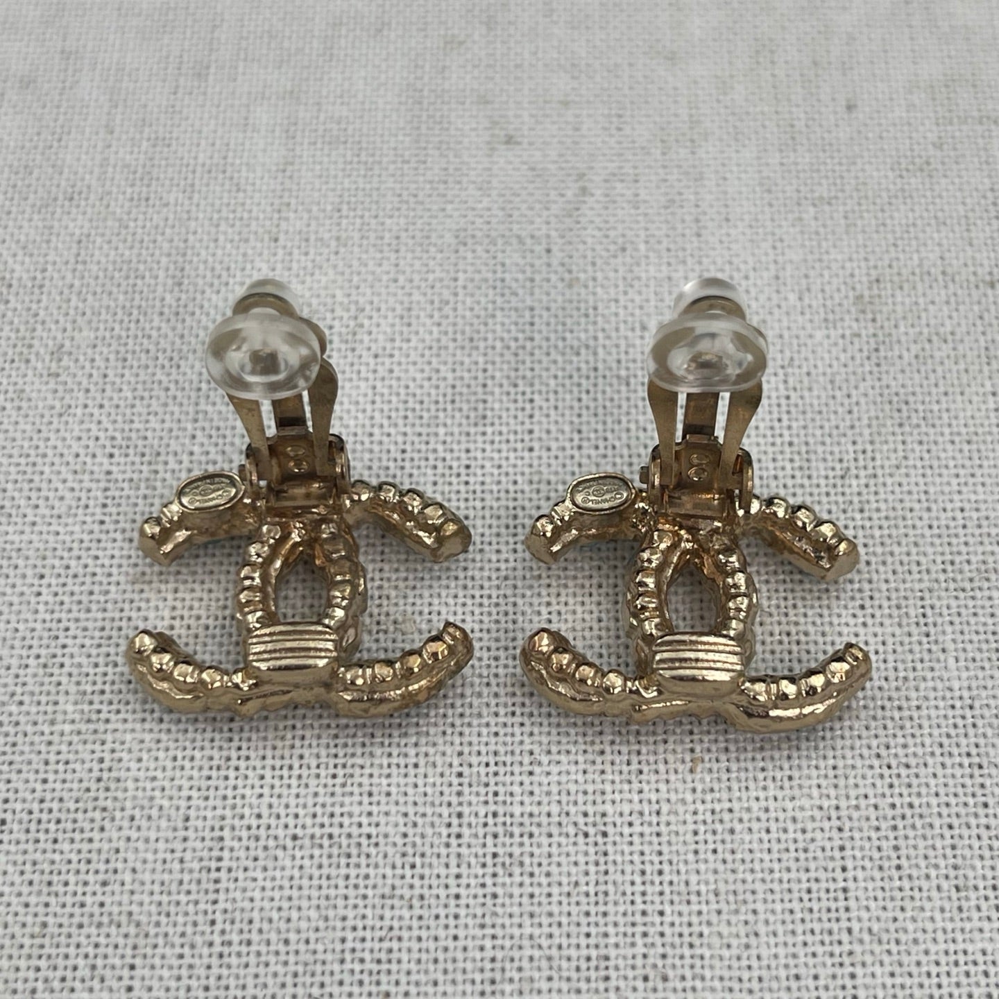 Chanel Light Gold Mixed Stone & Pearl CC Clip-On Earrings [Used]