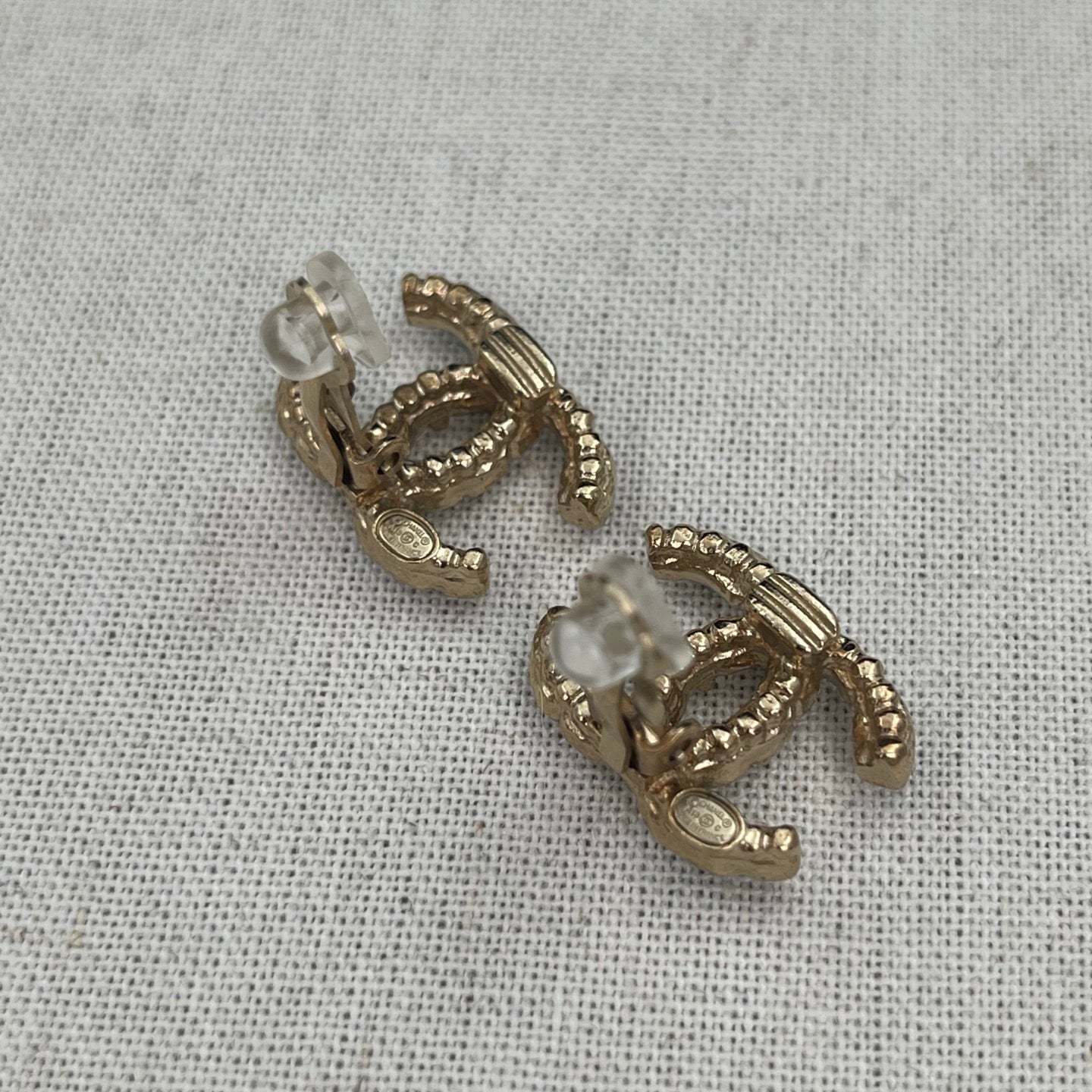 Chanel Light Gold Mixed Stone & Pearl CC Clip-On Earrings [Used]