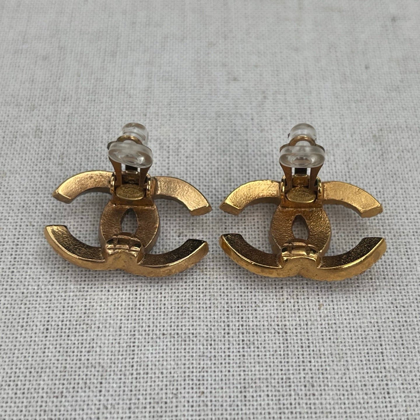 Chanel Gold Rhinestone CC Clip-On Earrings [Used