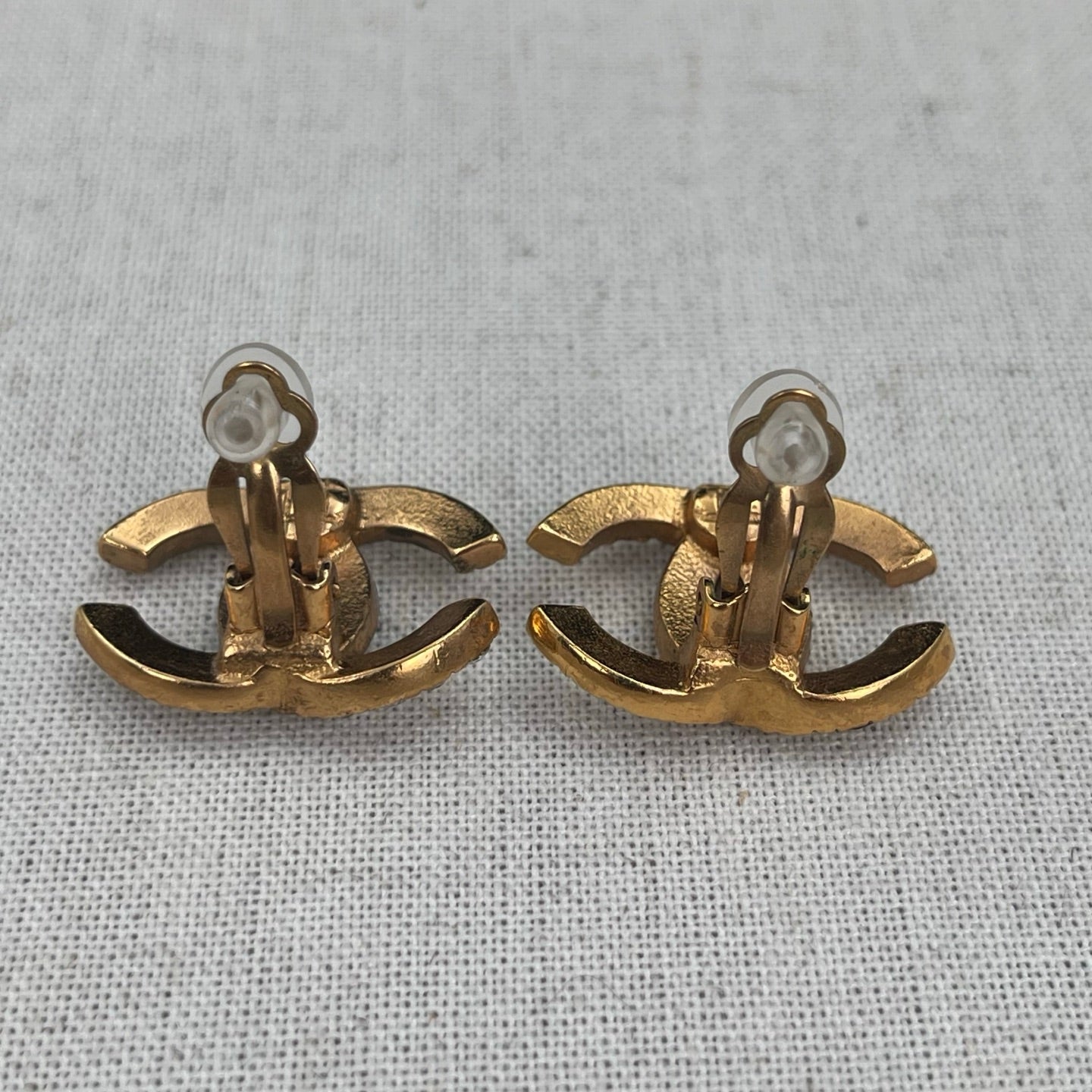 Chanel Gold Rhinestone CC Clip-On Earrings [Used
