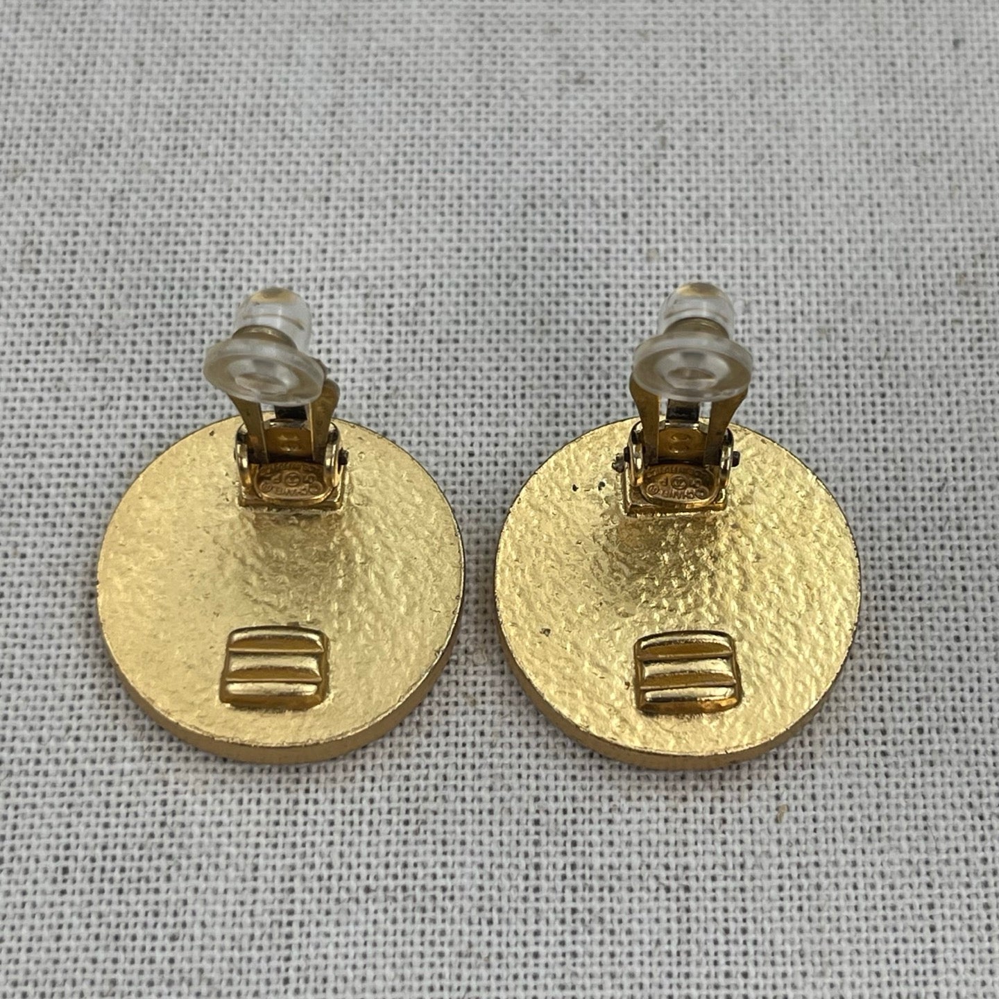 Chanel Black Gold CC Button Clip-On Earrings [Used]