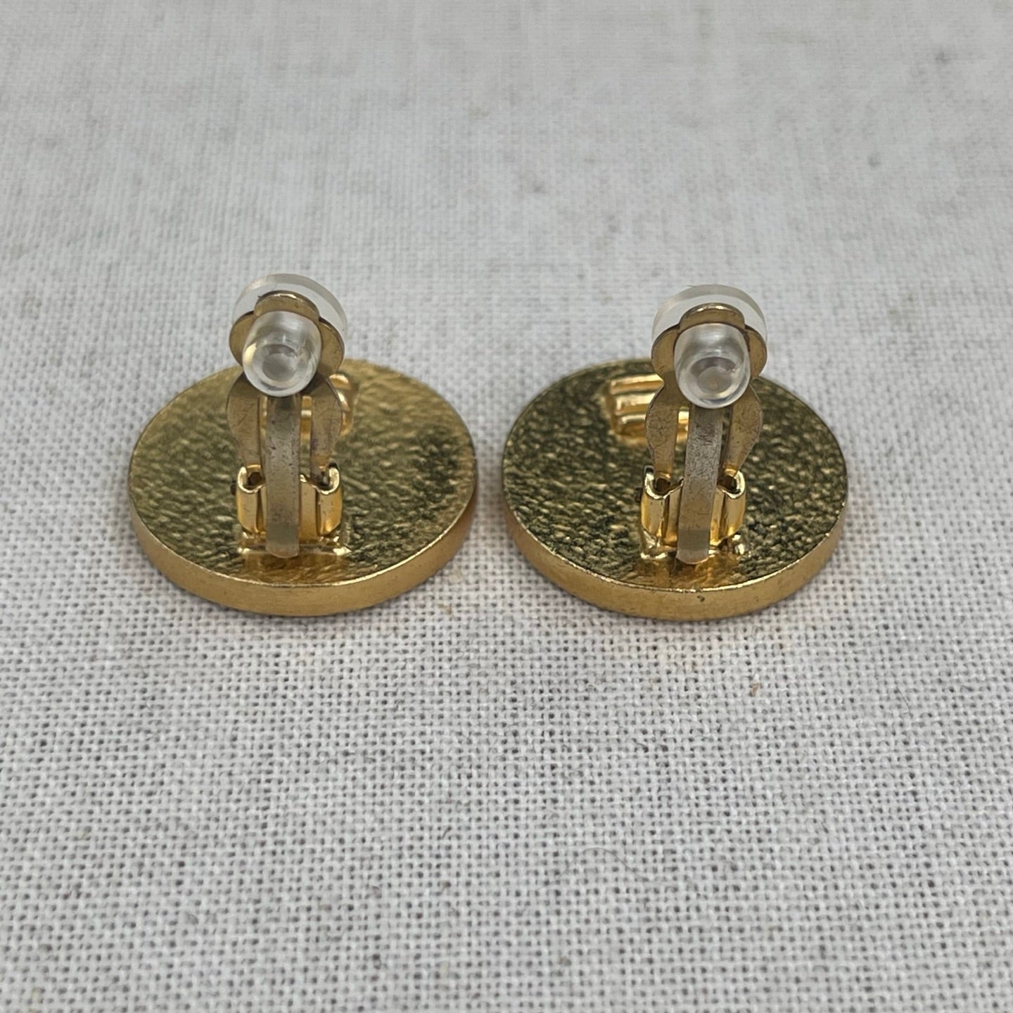 Chanel Black Gold CC Button Clip-On Earrings [Used]