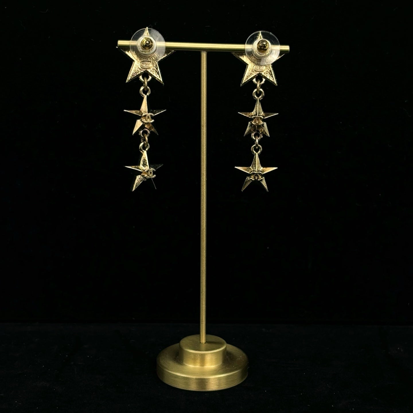 Chanel Gold Star CC Drop Earrings [Used]