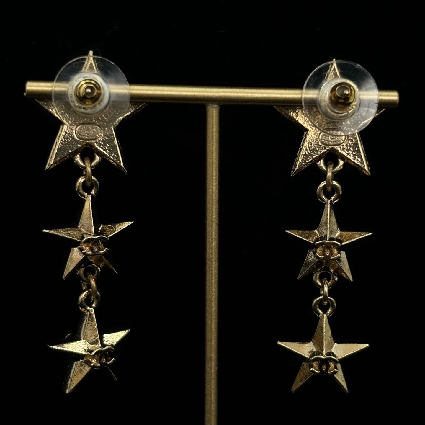 Chanel Gold Star CC Drop Earrings [Used]