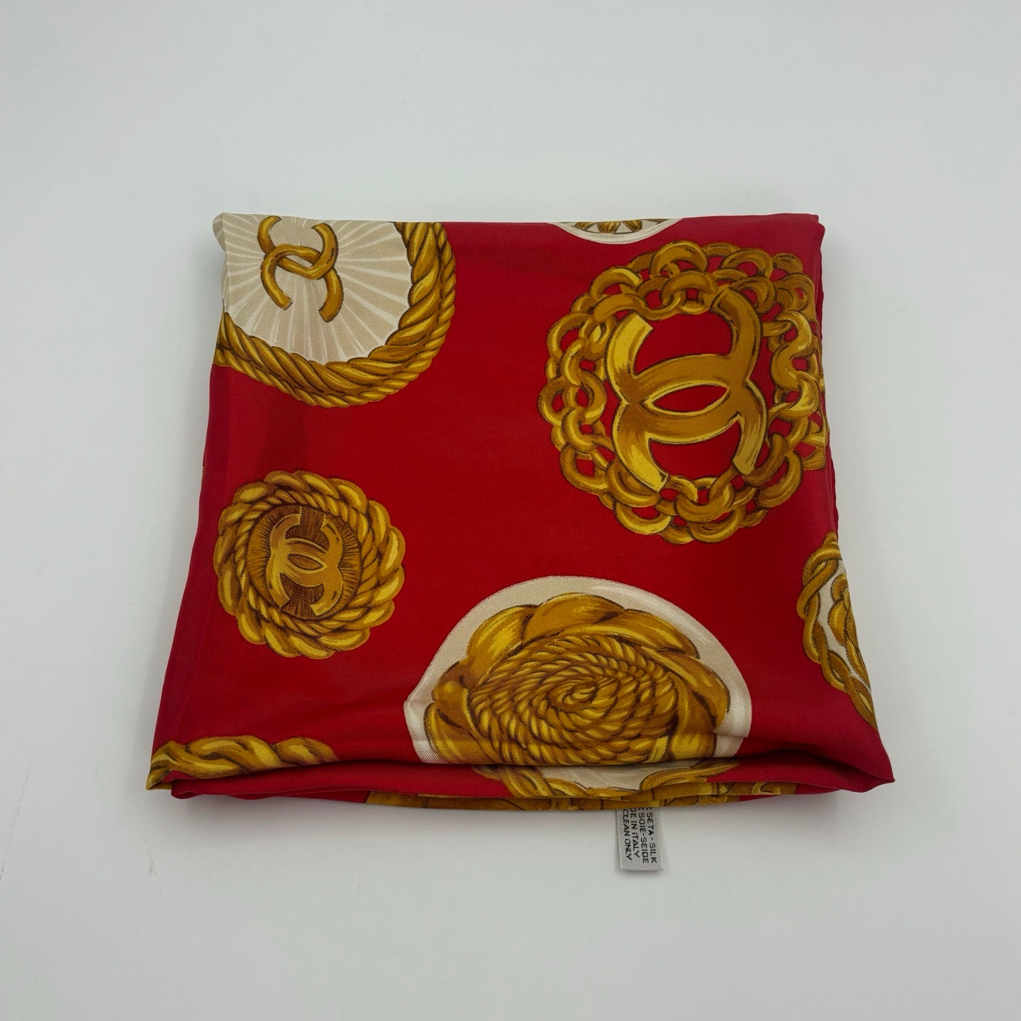 Chanel Vintage Red Logo Silk Scarf [Used]