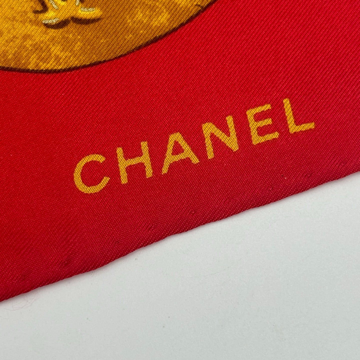 Chanel Vintage Red Logo Silk Scarf [Used]