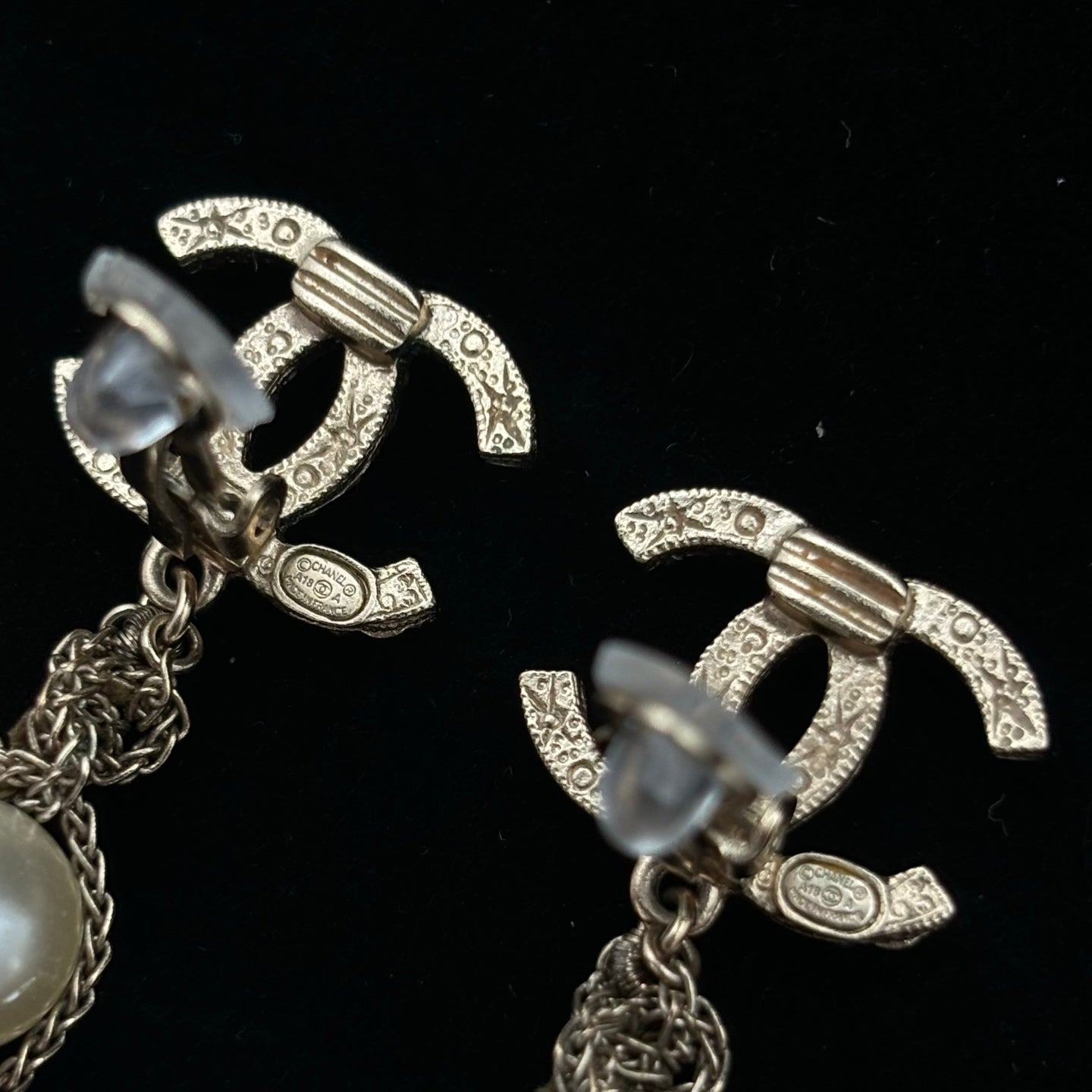Chanel Gold CC Crystal & Pearl Clip-On Earrings [Used]