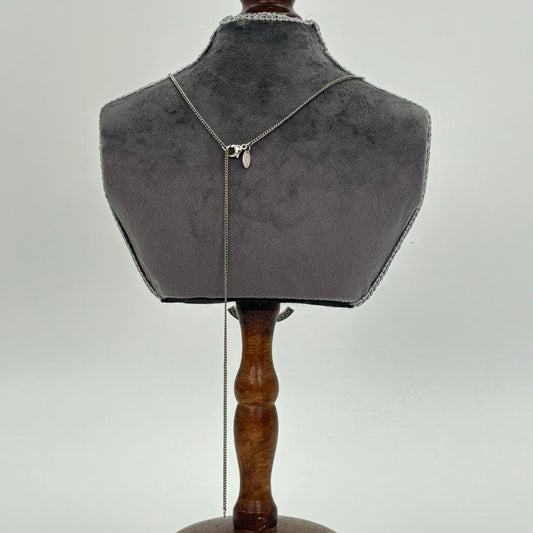 Chanel Silver Crystal CC Necklace [Used]