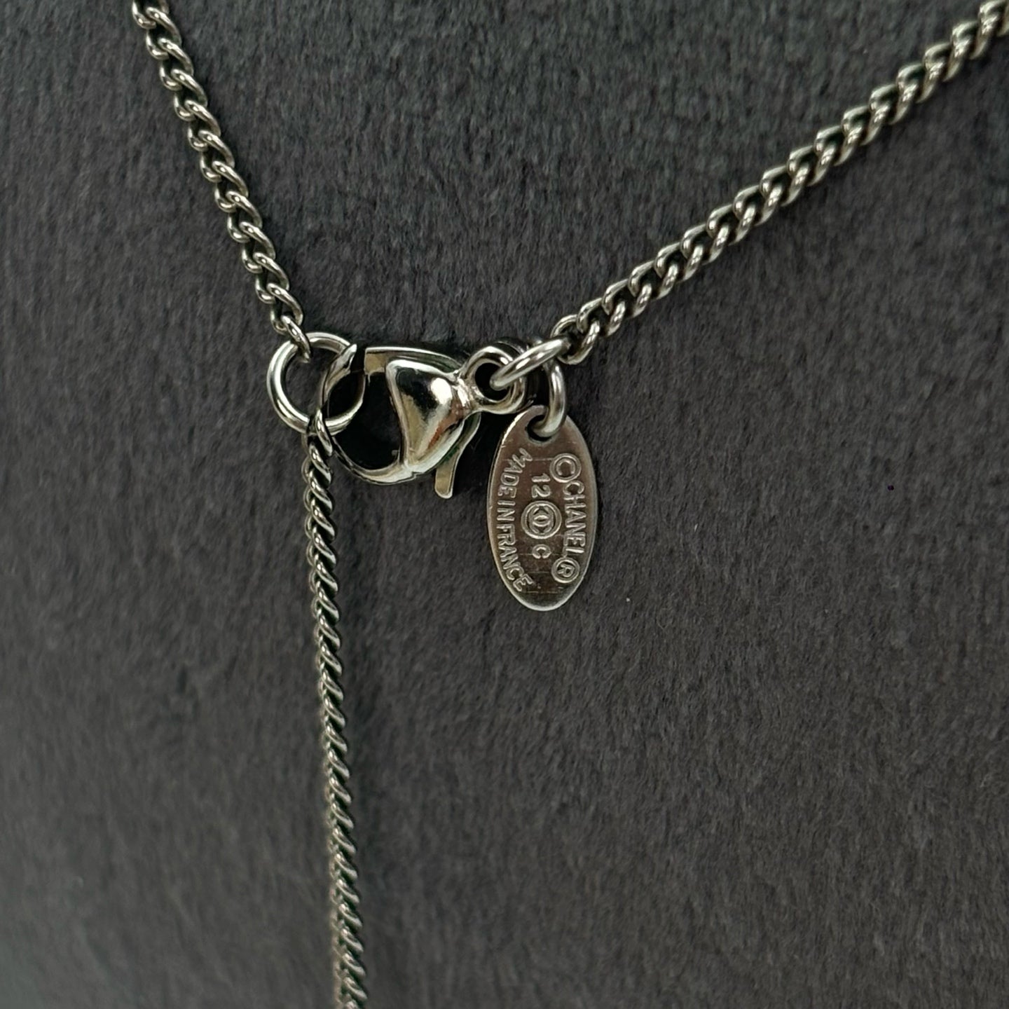Chanel Silver Crystal CC Necklace [Used]
