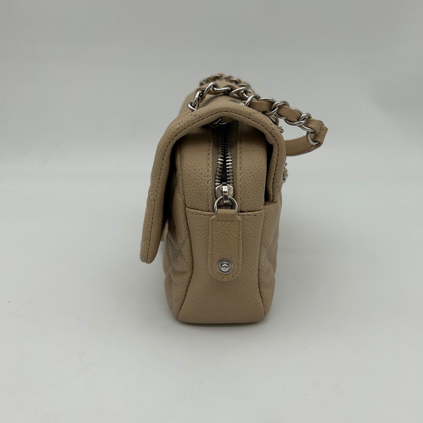 Chanel Beige Rectangular Caviar Classic Flap Bag [Used]