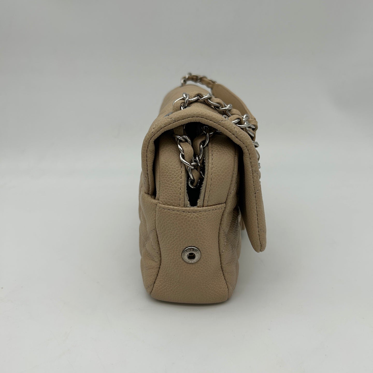 Chanel Beige Rectangular Caviar Classic Flap Bag [Used]