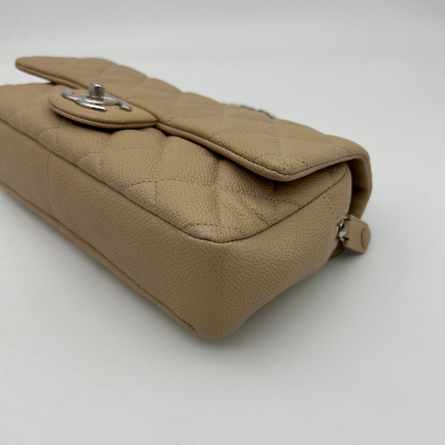Chanel Beige Rectangular Caviar Classic Flap Bag [Used]