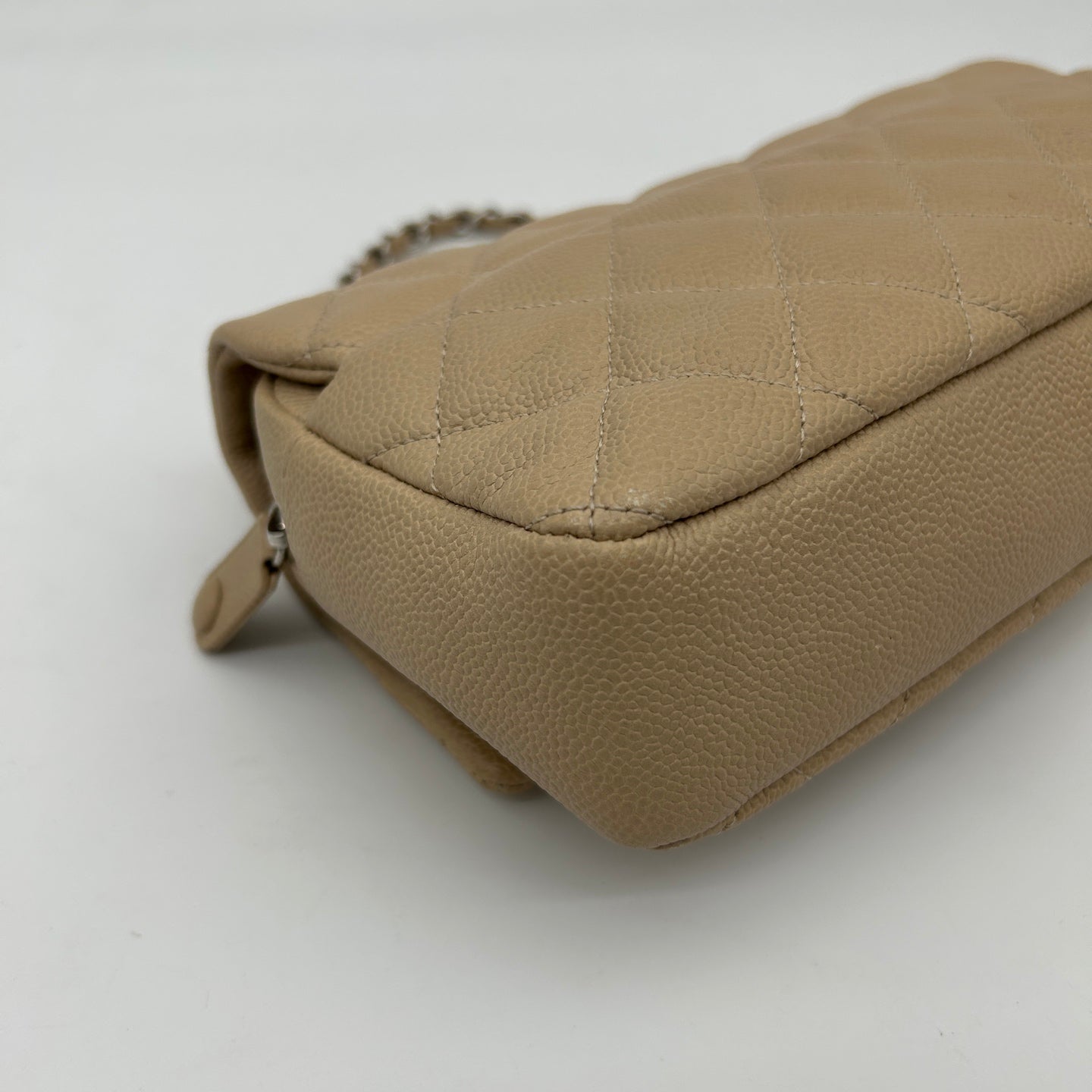 Chanel Beige Rectangular Caviar Classic Flap Bag [Used]