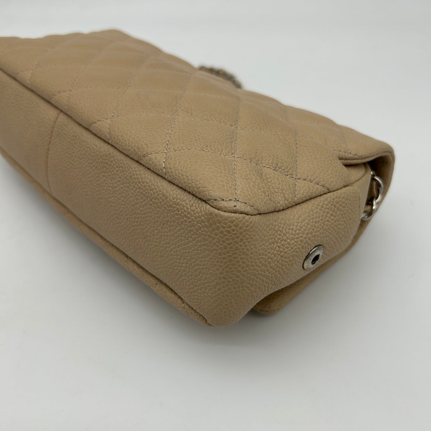 Chanel Beige Rectangular Caviar Classic Flap Bag [Used]