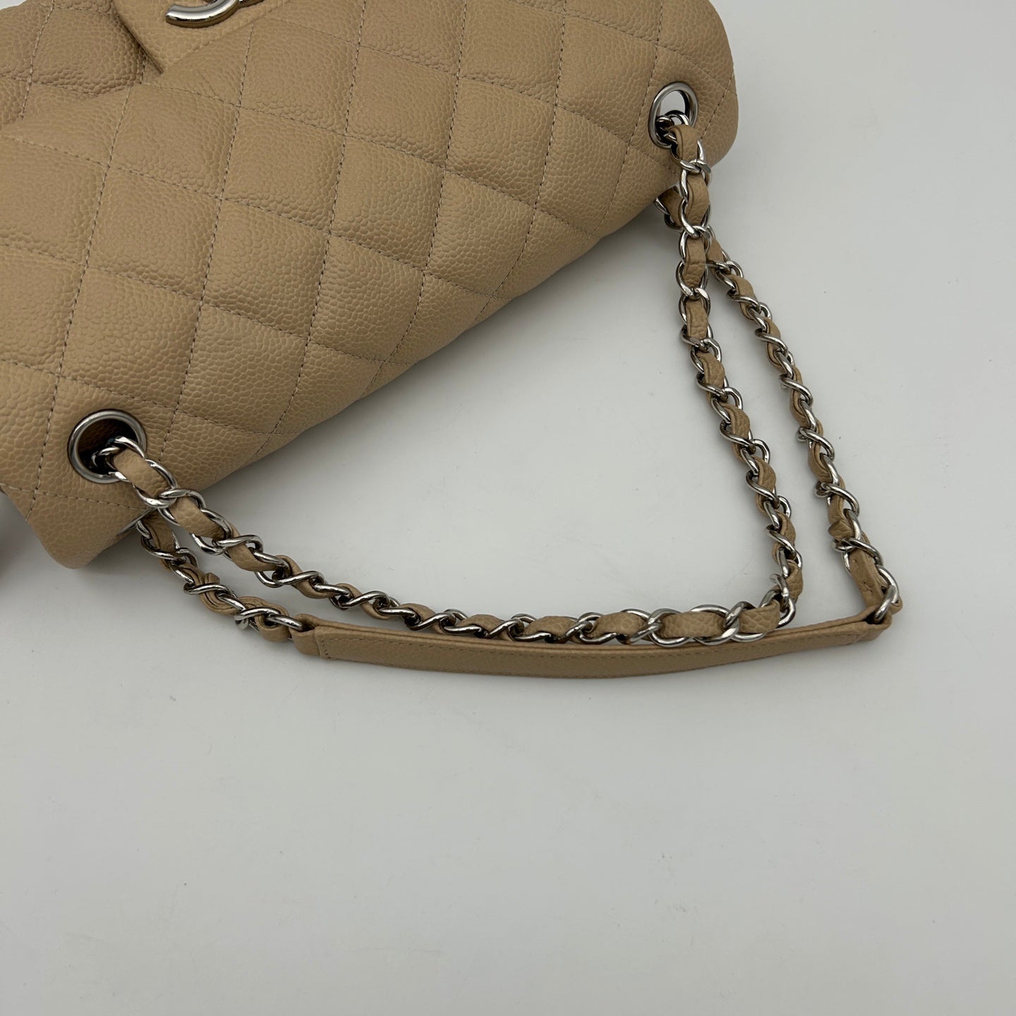 Chanel Beige Rectangular Caviar Classic Flap Bag [Used]