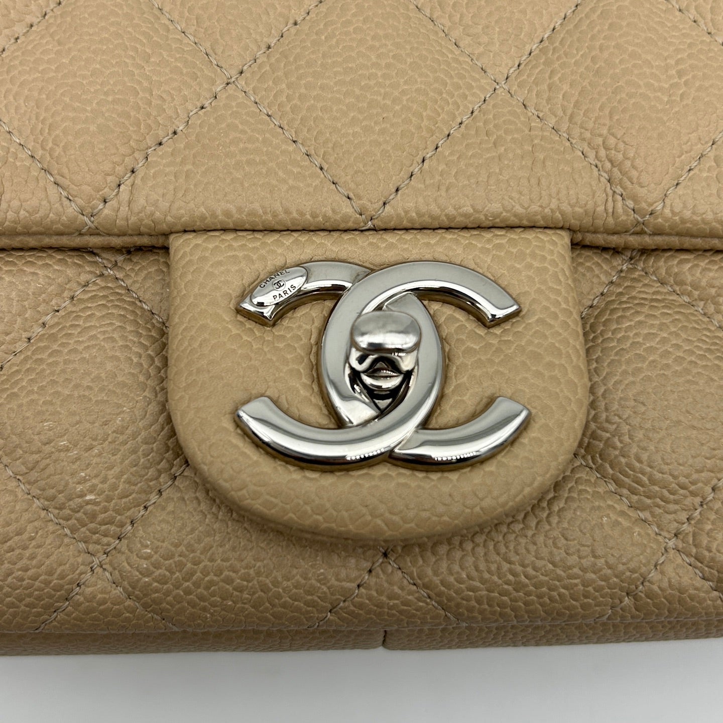 Chanel Beige Rectangular Caviar Classic Flap Bag [Used]