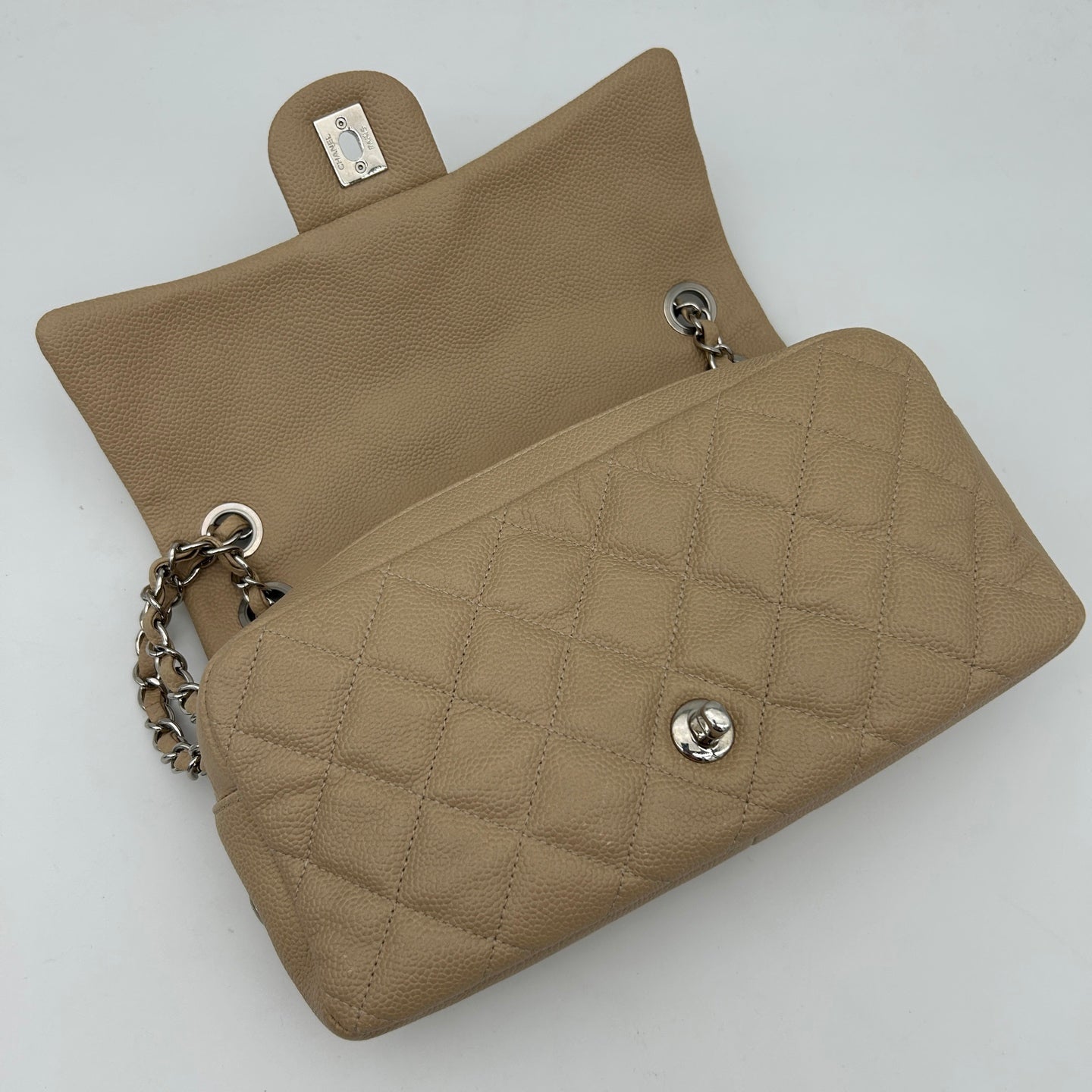 Chanel Beige Rectangular Caviar Classic Flap Bag [Used]