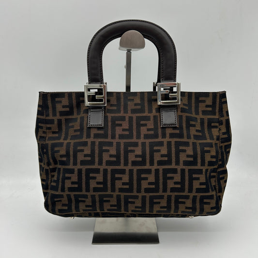 Fendi Brown Fabric Leather Zucca Tote Bag [Used]