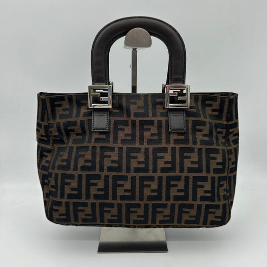 Fendi Brown Fabric Leather Zucca Tote Bag [Used]