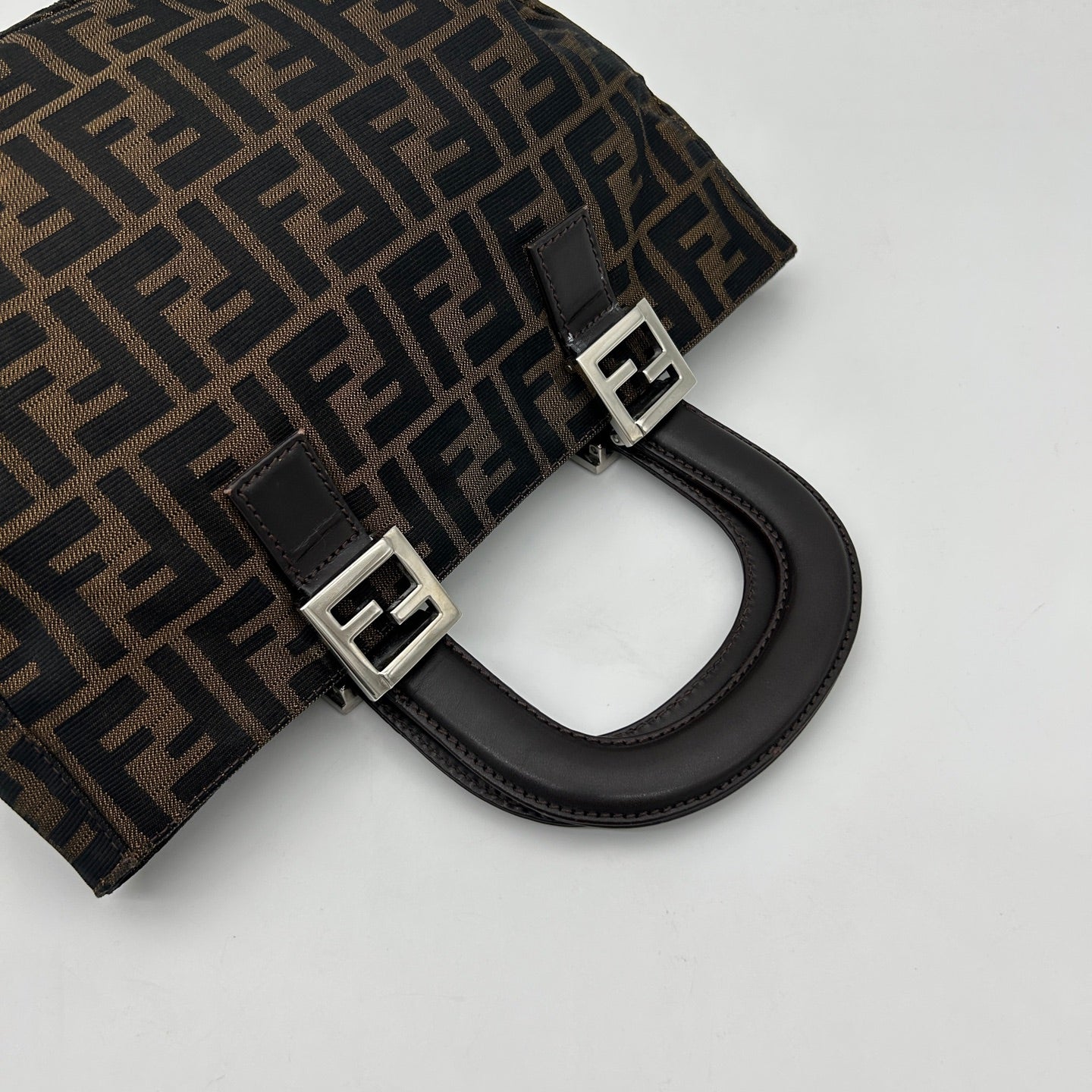 Fendi Brown Fabric Leather Zucca Tote Bag [Used]