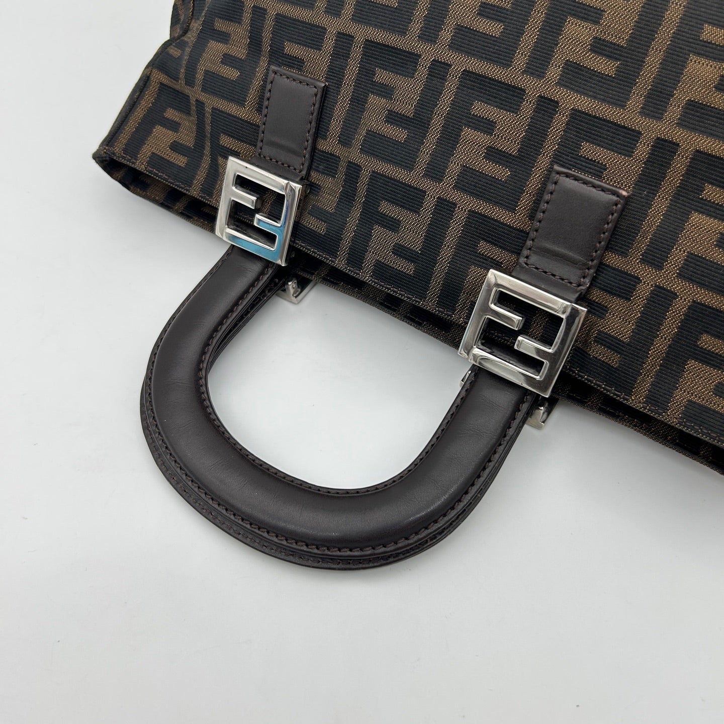 Fendi Brown Fabric Leather Zucca Tote Bag [Used]