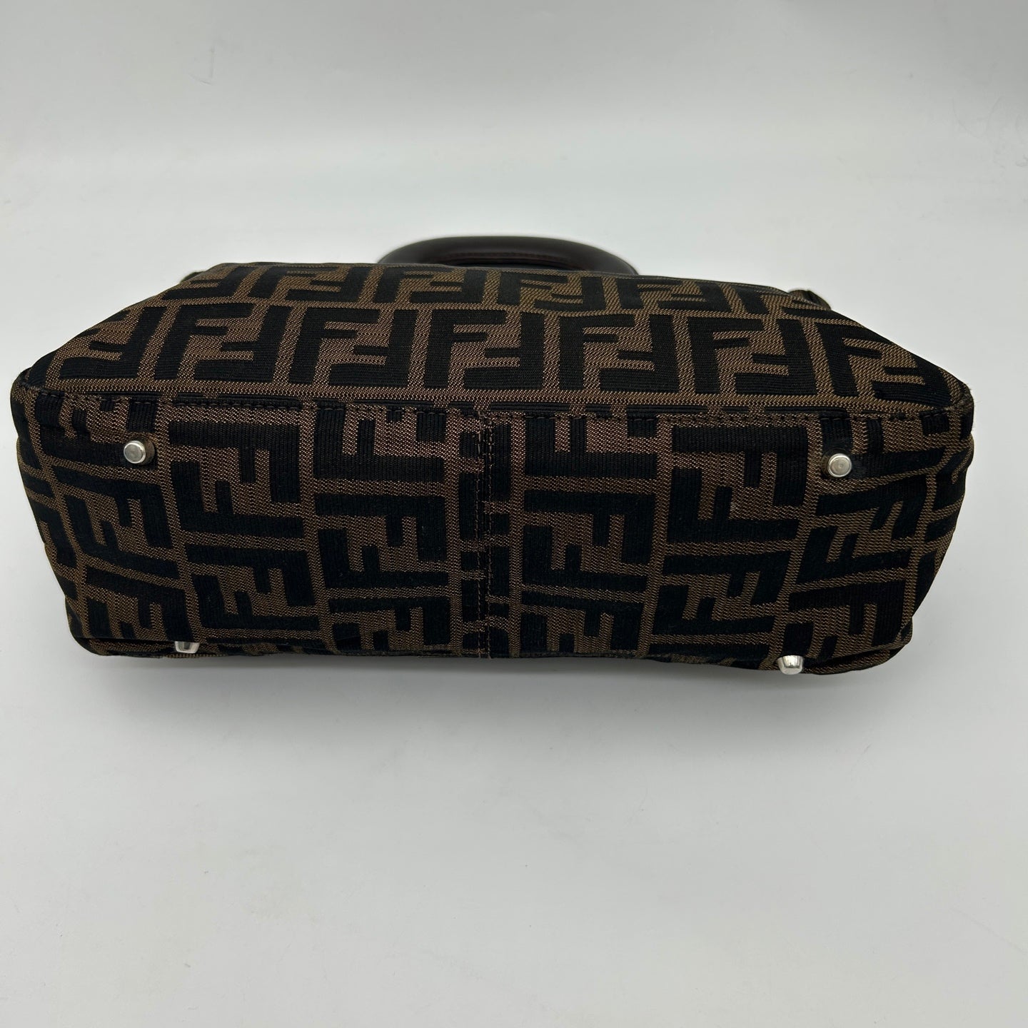 Fendi Brown Fabric Leather Zucca Tote Bag [Used]