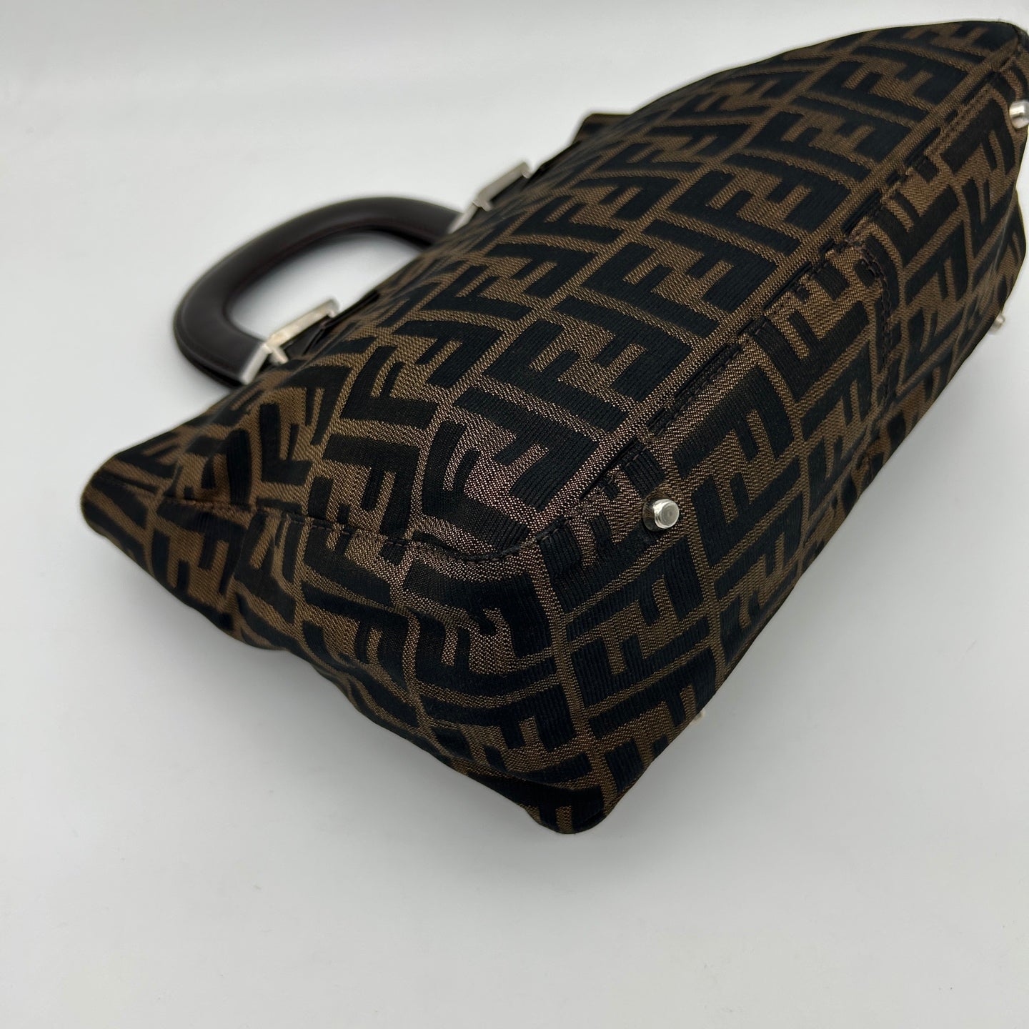 Fendi Brown Fabric Leather Zucca Tote Bag [Used]