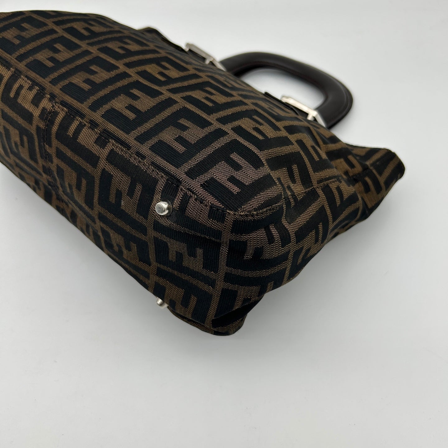 Fendi Brown Fabric Leather Zucca Tote Bag [Used]